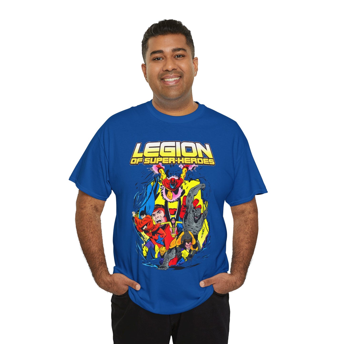 Legion of Super-Heroes T-Shirt - Mon-El, Colossal Kid, Wildfire, Dawnstar, Blok, Timber Wolf - LOSH - DC Comics