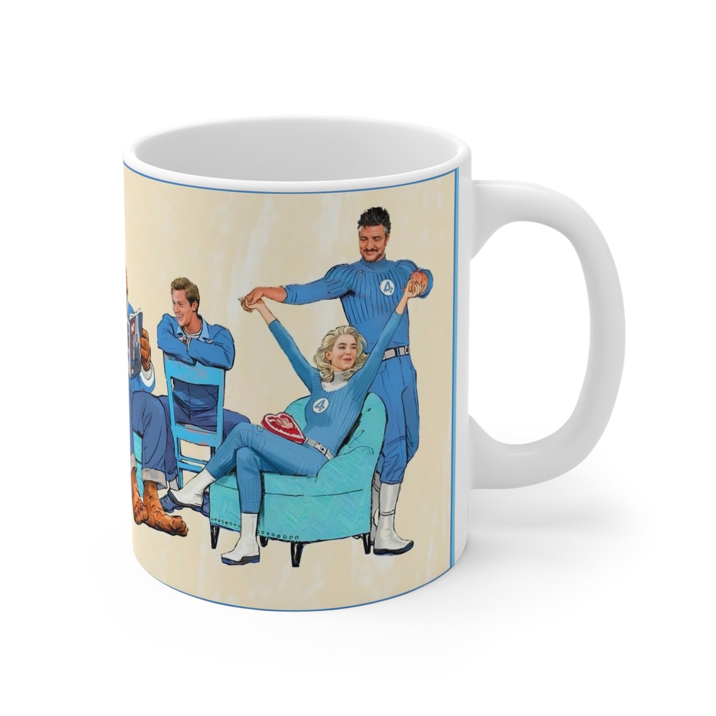 Fantastic Four Coffee Mug, 11oz - MCU 2025 Movie - Marvel Comics - The Thing, Human Torch, Invisible Woman, Reed Richards - Pedro Pascal