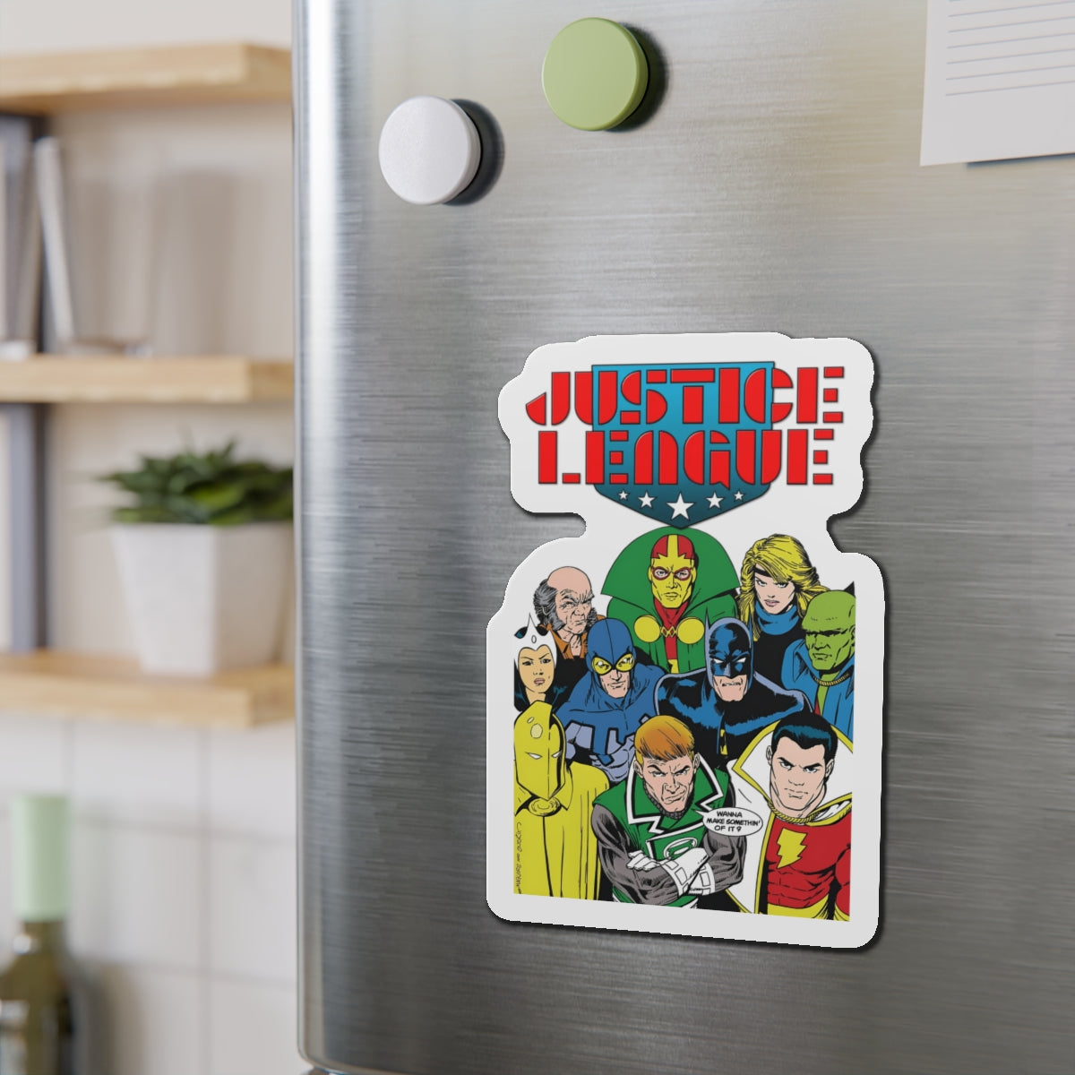 Justice League International Die-Cut Magnet - Kevin Maguire Art - Batman, Mister Miracle, Guy Gardner, Blue Beetle, Black Canary - DC Comics - 3", 4", 5", 6"