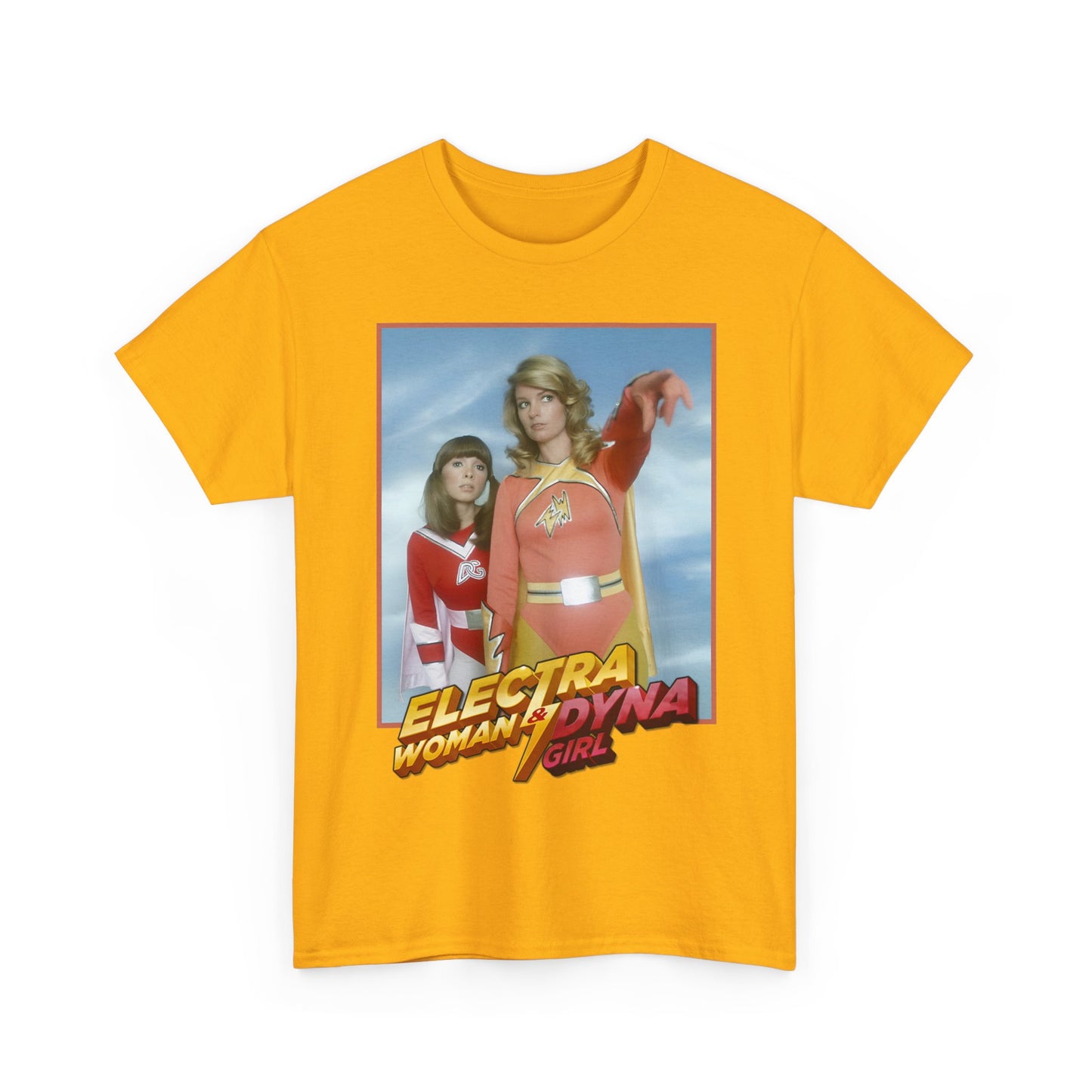Electra Woman & Dyna Girl T-Shirt - Popular Krofft Supershow Characters from the 1970s - Deidre Hall & Judy Strangis