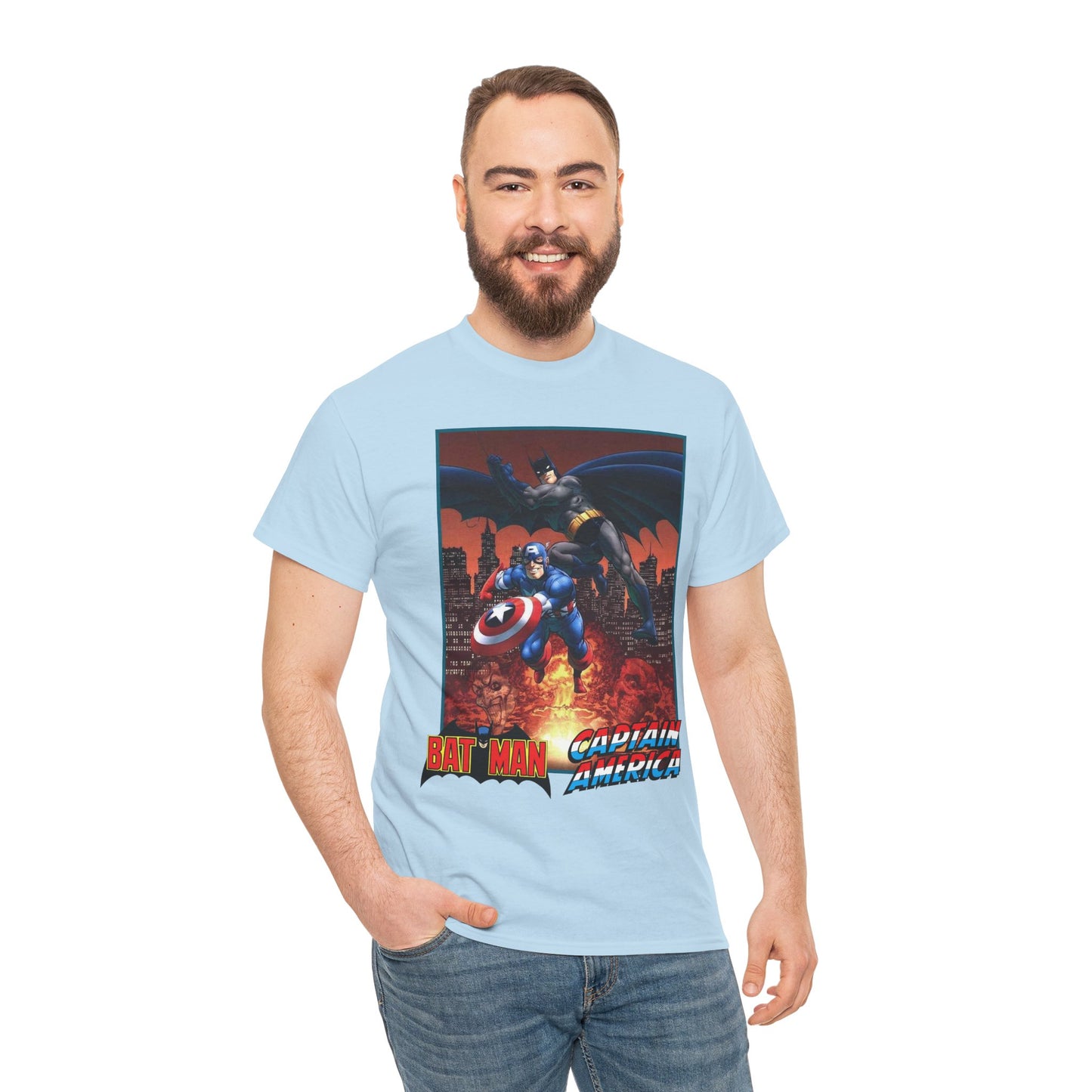 Batman & Captain America T-Shirt - John Byrne Art - Joker & Red Skull - Marvel & DC Comics Crossover Art