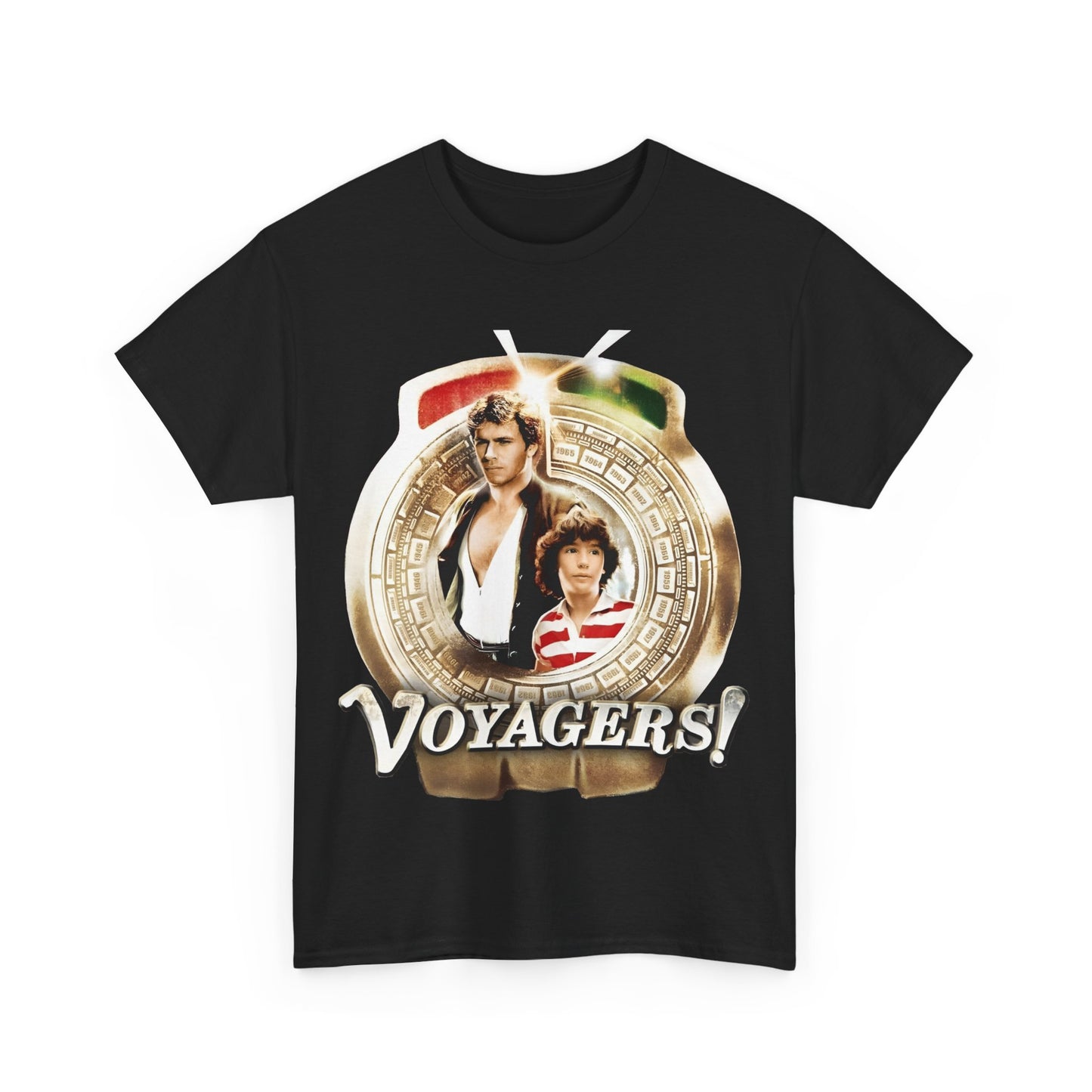 Voyagers T-Shirt - Jon-Erik Hexum, Meeno Peluce - Omni - Popular 1980s Time Travel TV Show - Cult Classic