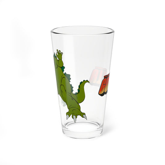 Godzilla & Godzooky Pint Glass, 16oz - Popular 1970s Hanna-Barbera Cartoon - Toho - King of the Monsters