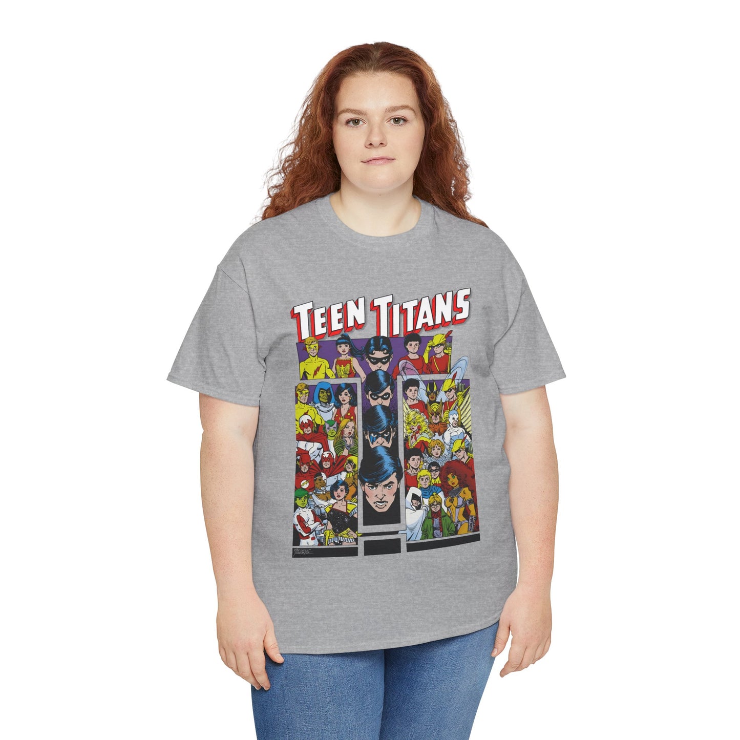 Teen Titans T-Shirt - George Perez Art - Wonder Girl, Bumblebee, Kid Flash, Starfire, Cyborg, Raven, Lilith, Flash, Hawn & Dove, Robin - DC Comics
