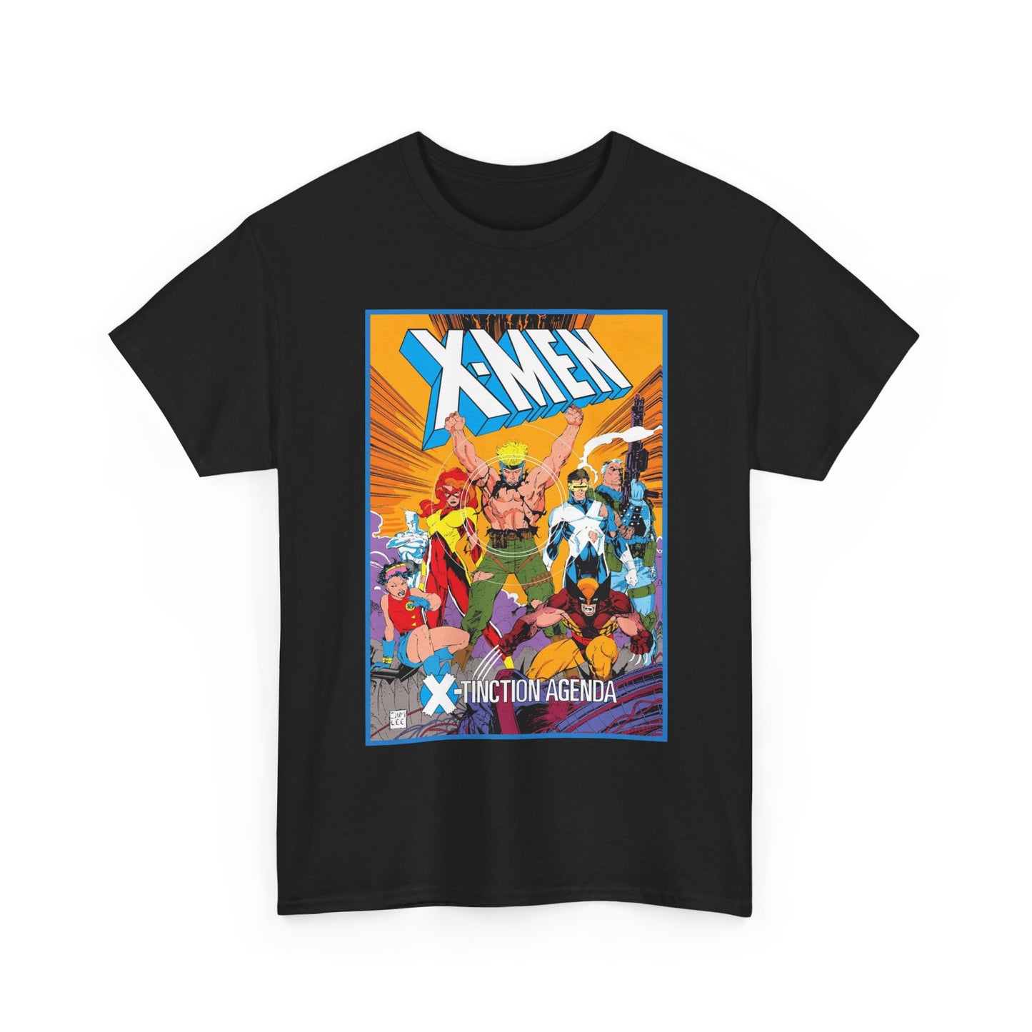 Uncanny X-Men T-Shirt - Jim Lee Art - Wolverine, Cyclops, Jean Grey, Cable, Iceman, Havok, Jubilee - X-Tinction Agenda - Marvel Comics