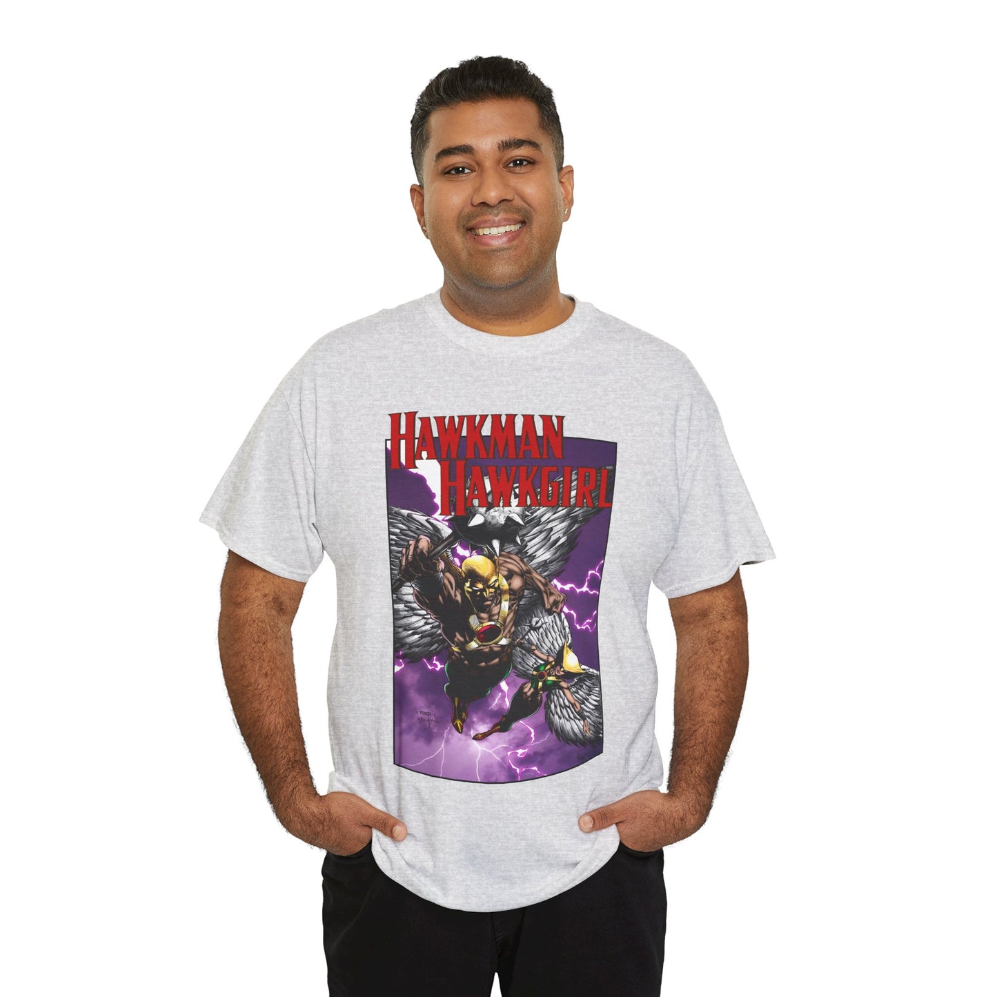Hawkman & Hawkgirl T-Shirt - David Finch Art - Carter & Shayera Hall - JLA & JSA Members - DC Comics