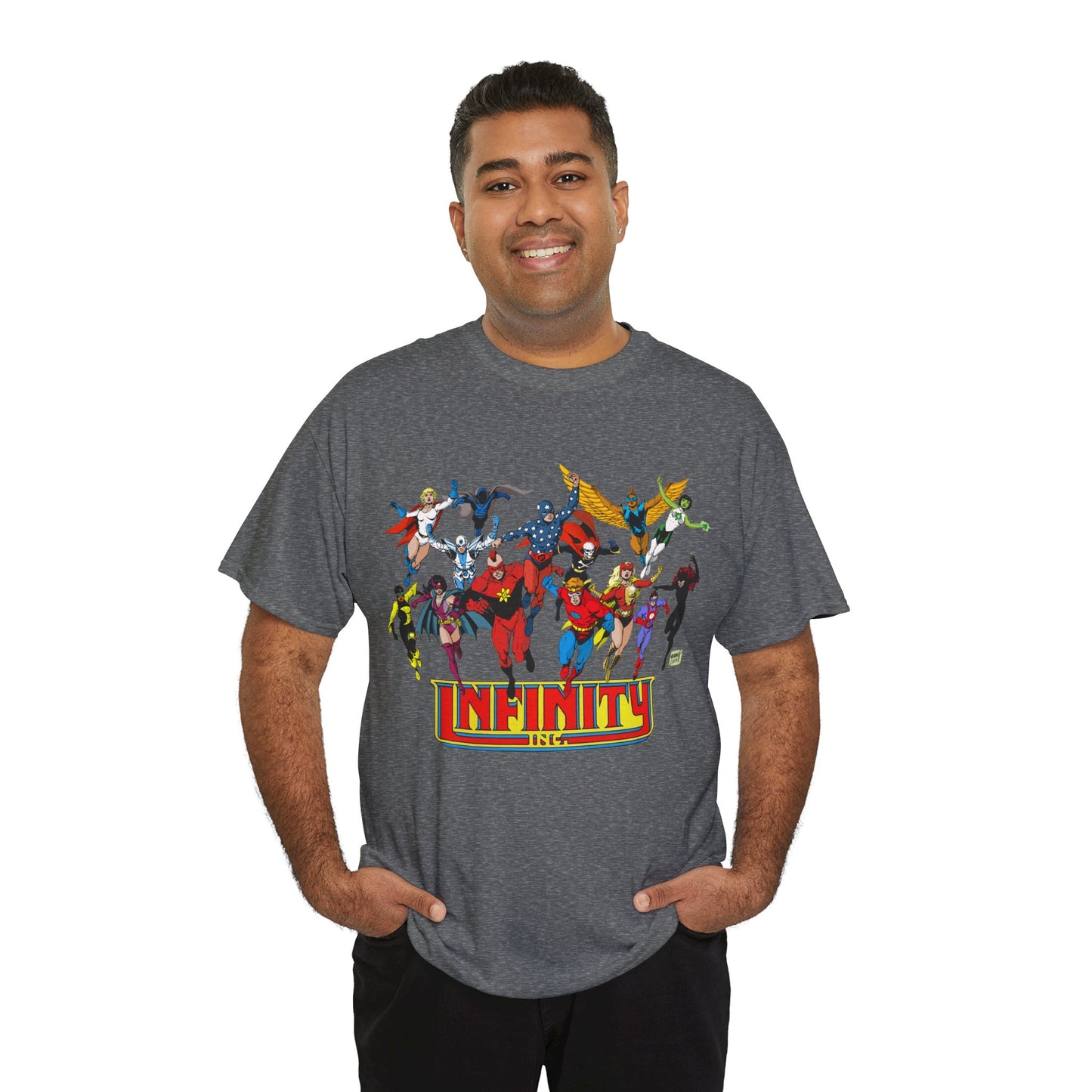 Infinity Inc Shirt - Tom Grummett Art - Jade, Obsidian, Huntress, Power Girl, Fury, Silver Scarab, Wildcat, Star-Spangled Kid - JSA Successors - DC Comics