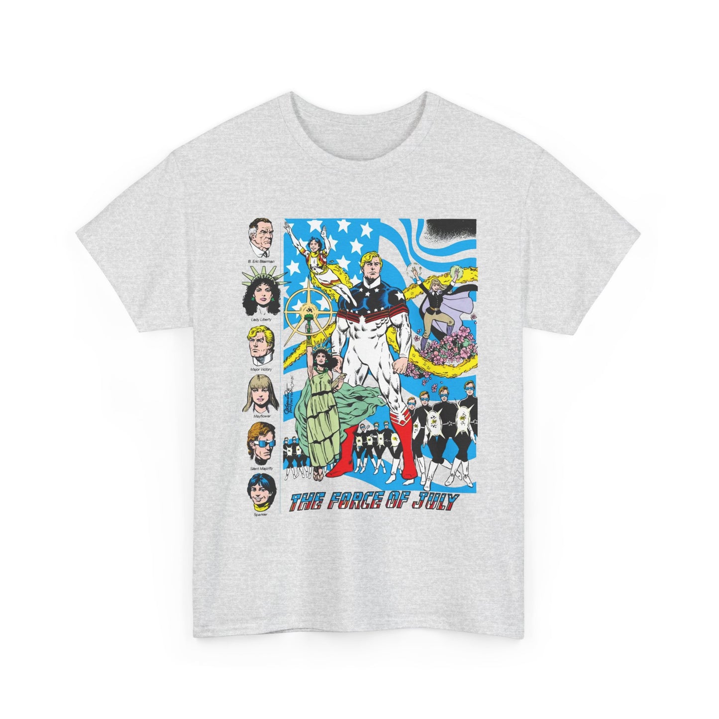 Force of July T-Shirt - Batman and the Outsiders Villains - Lady Liberty, Major Victory, Mayflower, Silent Majority - DC Comics