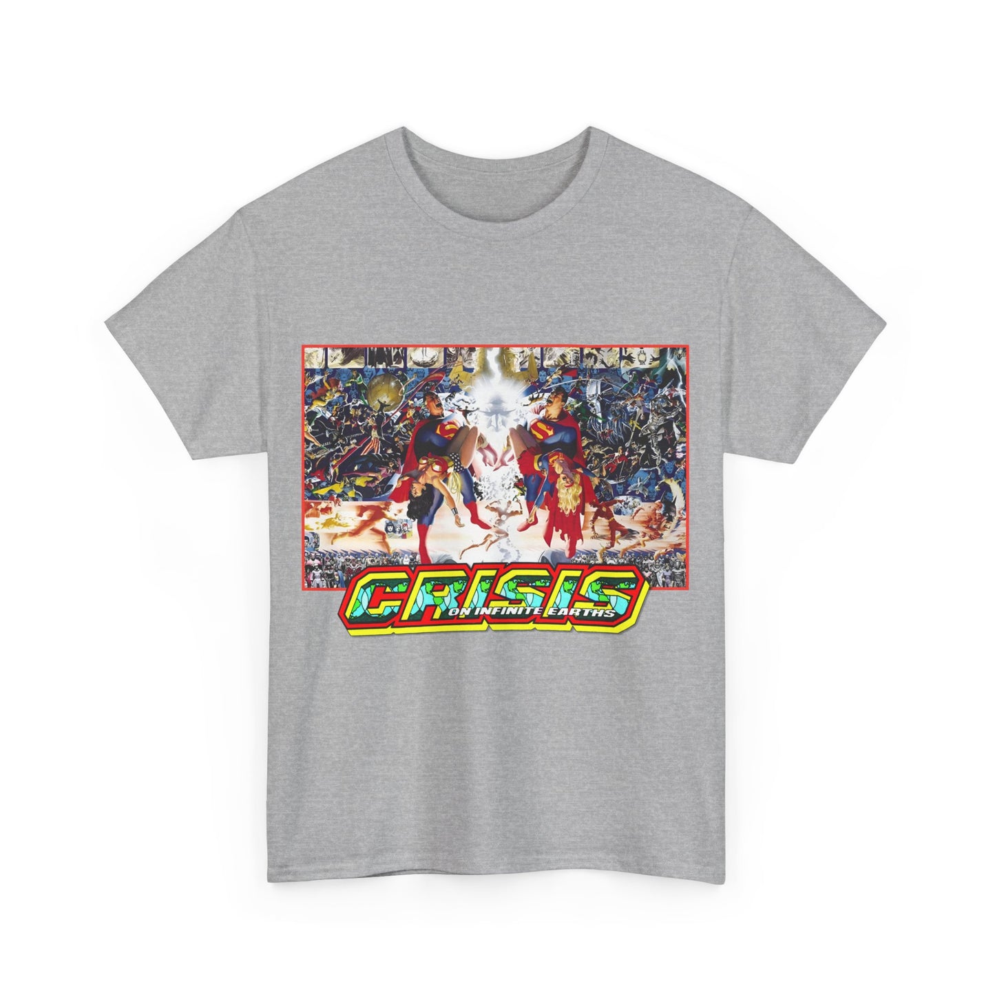 Crisis on Infinite Earths T-Shirt - Alex Ross & George Perez Art - Superman, Wonder Woman, Supergirl, Flash, Monitor, Anti-Monitor - DC Comics