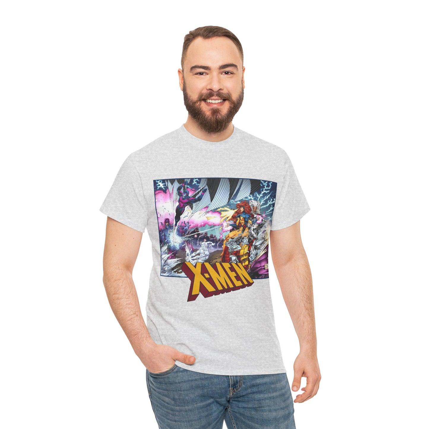 X-Men T-Shirt - Whilce Portacio Art - Storm, Jean Grey, Archangel, Iceman - Fighting Sentinels - Marvel Comics