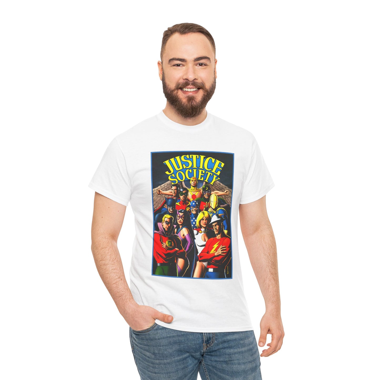 Justice Society T-Shirt - Brian Bolland Art - Dr. Fate, Huntress, Power Girl, Green Lantern, Hawkman, Wildcat - DC Comics - JSA