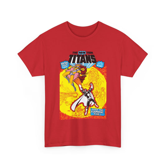 New Teen Titans T-Shirt - George Perez Art - #3 Cover Art - Dr. Light & the Fearsome Five Vs Starfire & the Teen Titans - DC Comics