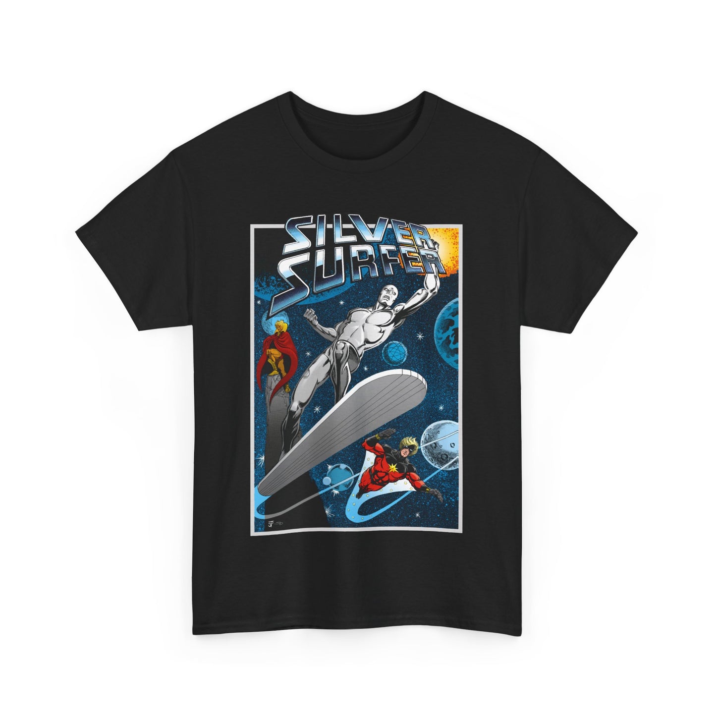 Silver Surfer T-Shirt - With Adam Warlock & Captain Marvel - Norrin Radd - Former Herald of Galactus - Fantastic Four Ally - Marvel Comics