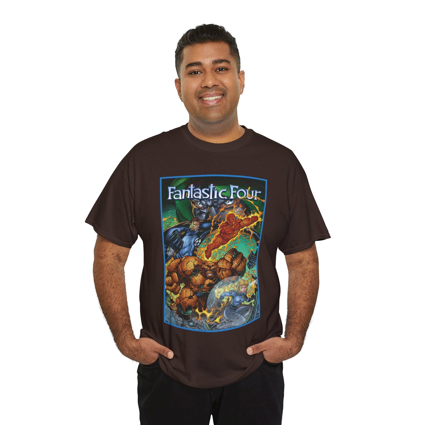 Fantastic Four T-Shirt - Jim Lee Art - The Thing, Human Torch, Reed Richards, Invisible Woman - Marvel Comics - Heroes Reborn