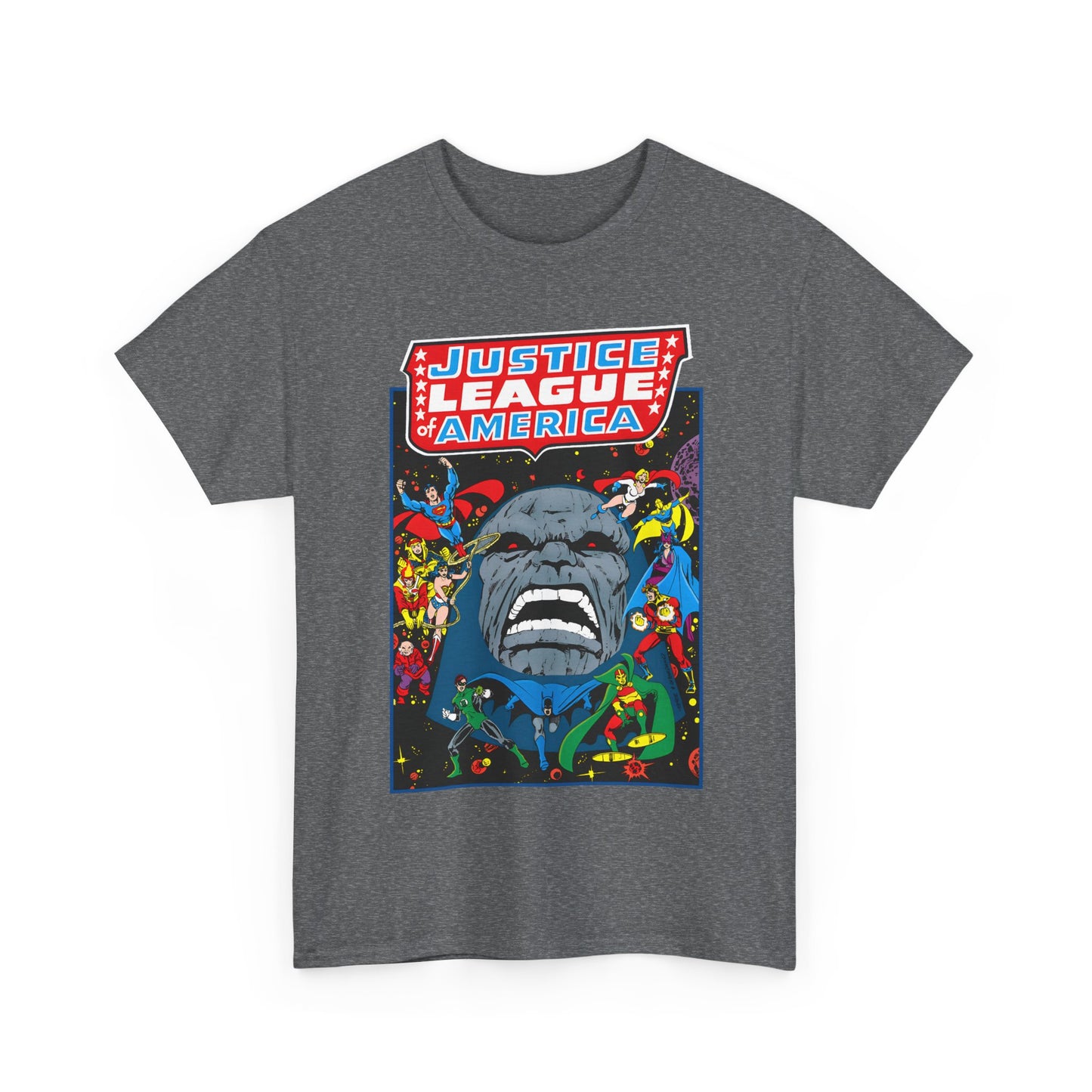 Justice League of America T-Shirt - George Perez Art - JLA/JSA/New Gods Crossover - Darkseid, Orion, Mr Miracle, Huntress, Firestorm, Dr Fate - DC Comics