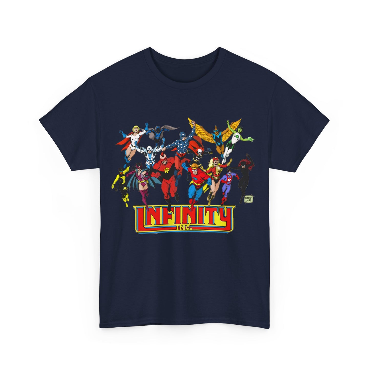 Infinity Inc Shirt - Tom Grummett Art - Jade, Obsidian, Huntress, Power Girl, Fury, Silver Scarab, Wildcat, Star-Spangled Kid - JSA Successors - DC Comics