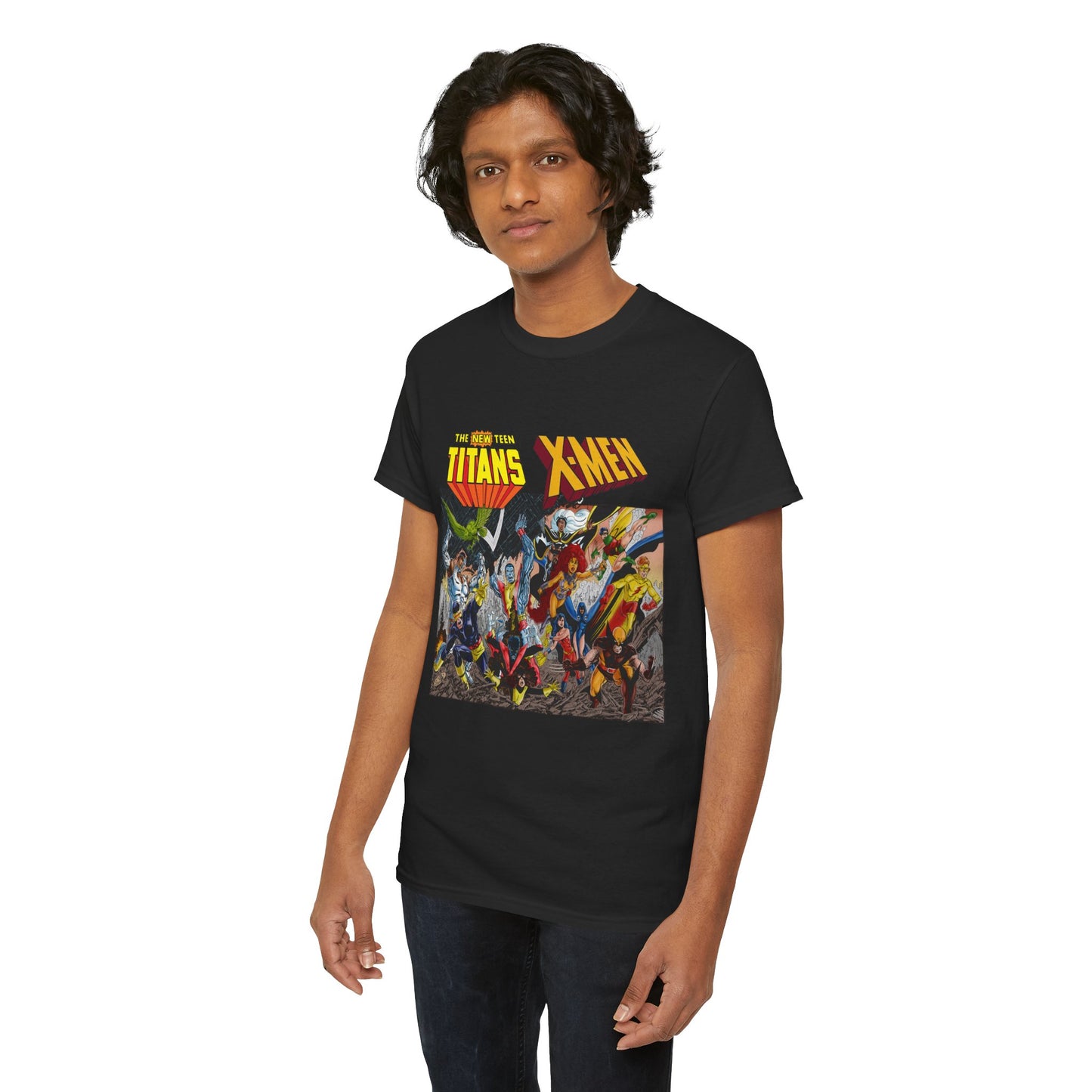Uncanny X-Men Vs New Teen Titans T-Shirt - Amazing John Byrne Art - DC Comics, Marvel Comics Crossover - Wolverine, Starfire, Cyclops, Storm, Raven, Wonder Girl