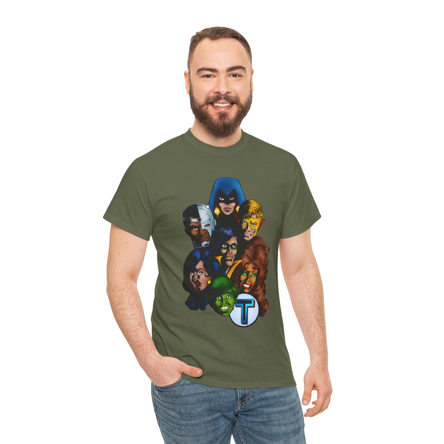New Teen Titans T-Shirt - George Perez Art - Robin, Wonder Girl, Cyborg, Raven, Starfire, Kid Flash - DC Comics