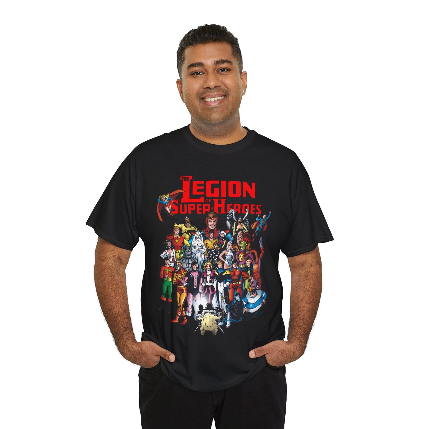 Legion of Super-Heroes T-Shirt - #300 Cover Art - Cosmic Boy, Saturn Girl, Superboy, Wildfire, Mon-El, Dream Girl, Brainiac 5, Supergirl - DC Comics