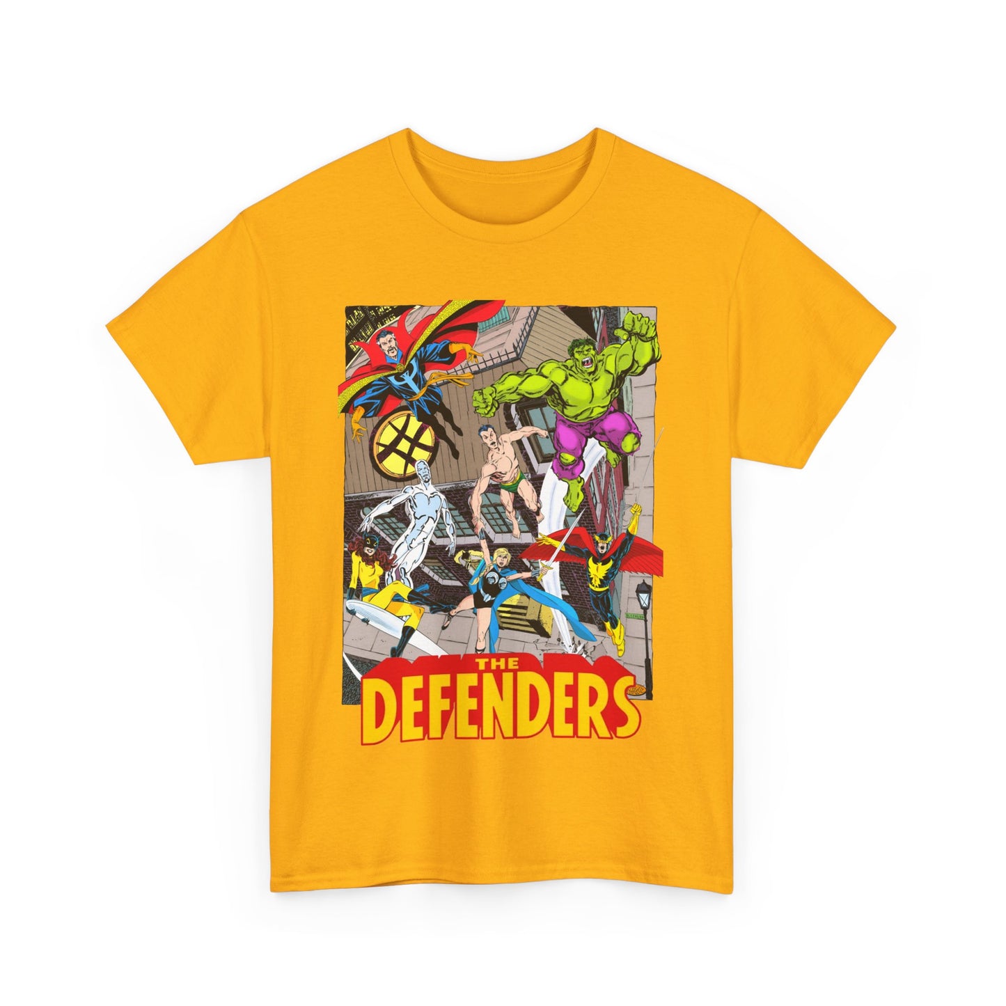 Defenders T-Shirt - John Byrne Art - Marvel Comics - Dr Strange, Nighthawk, Hulk