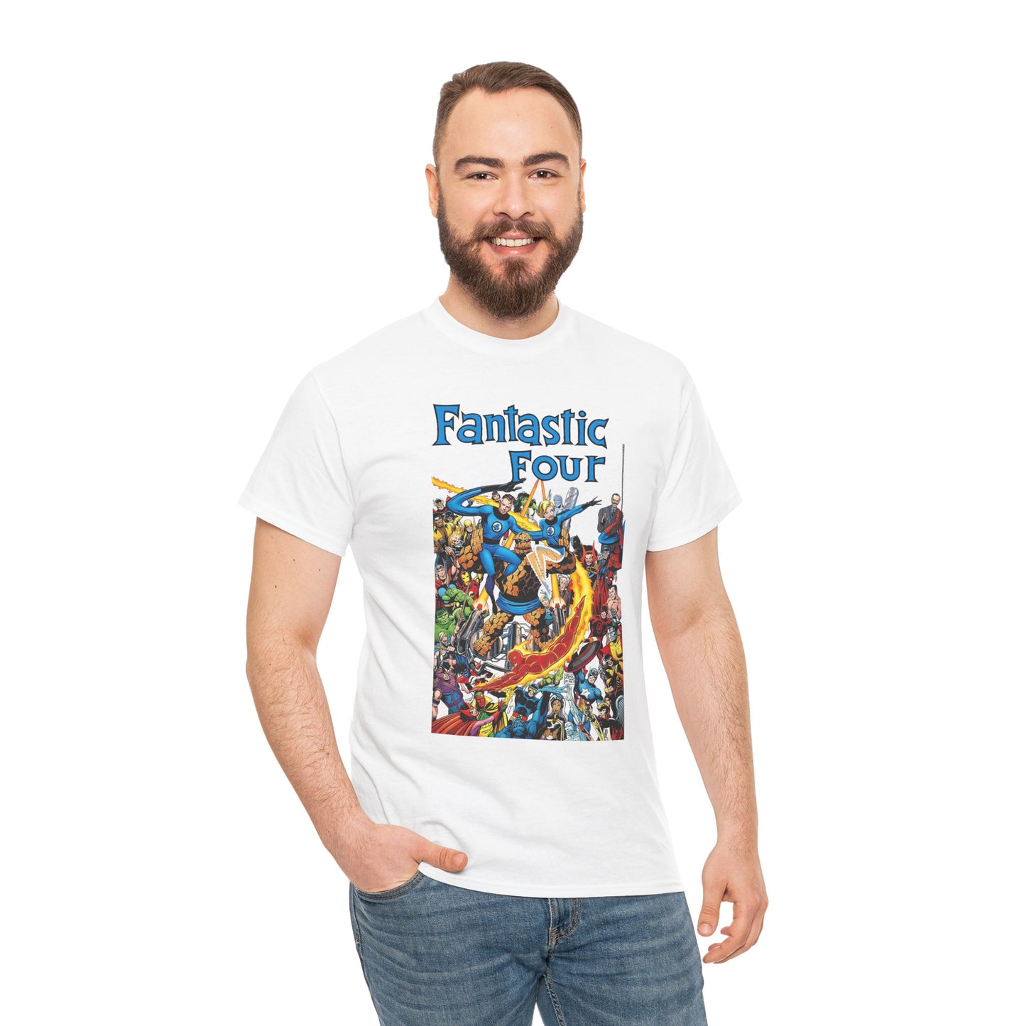 Fantastic Four T-Shirt - Classic John Byrne Art - Popular Marvel Comics Characters - Human Torch, The Thing, Invisible Woman, Reed Richards - 2025 MCU Movie
