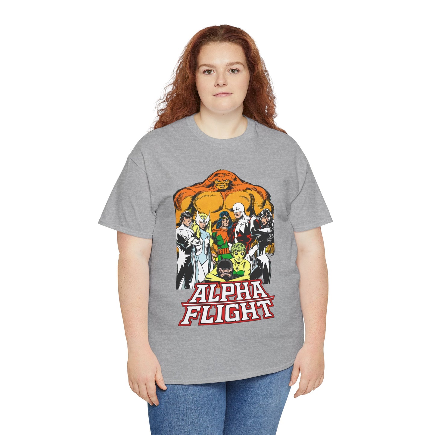 Alpha Flight T-Shirt - John Byrne Art - Northstar, Aurora, Guardian, Puck, Snowbird, Shaman, Sasquatch - Canada's Superhero Team - X-Men Connection - Marvel Comics