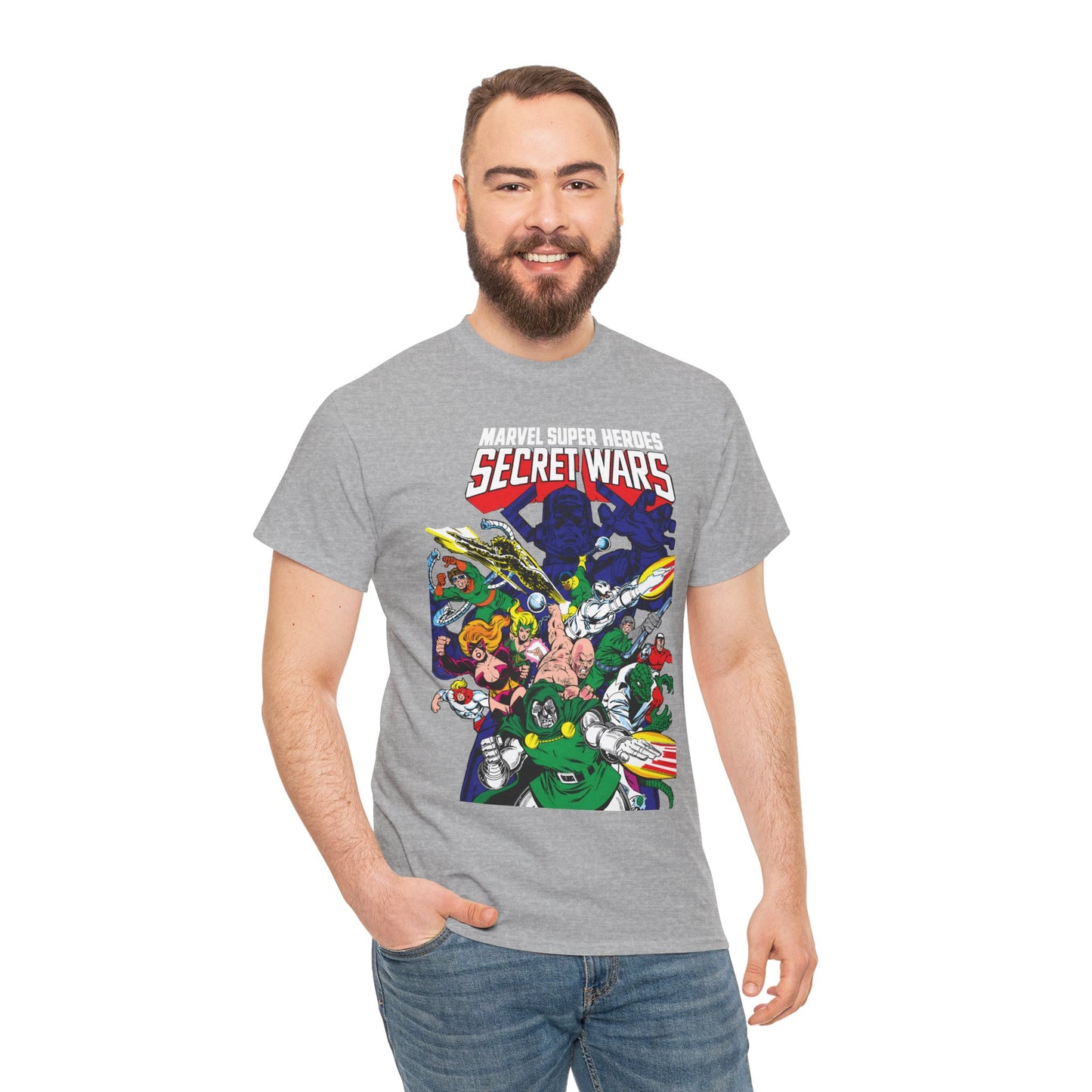 Marvel Super-Heroes Secret Wars T-Shirt - The Bad Guys - Dr Doom, Galactus, Doctor Octopus, Titania, Absorbing Man, Enchantress - Marvel Comics Series