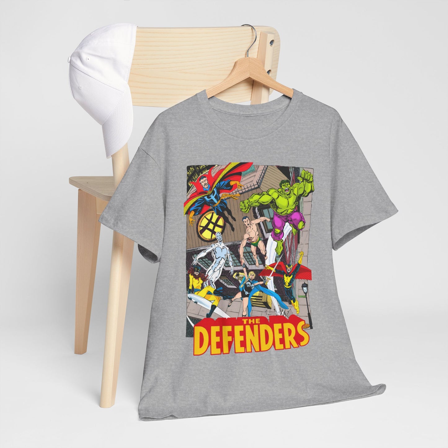 Defenders T-Shirt - John Byrne Art - Marvel Comics - Dr Strange, Nighthawk, Hulk