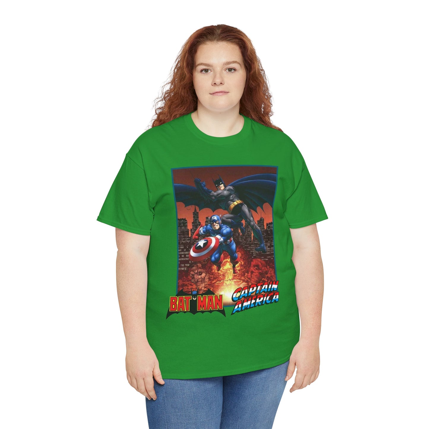 Batman & Captain America T-Shirt - John Byrne Art - Joker & Red Skull - Marvel & DC Comics Crossover Art