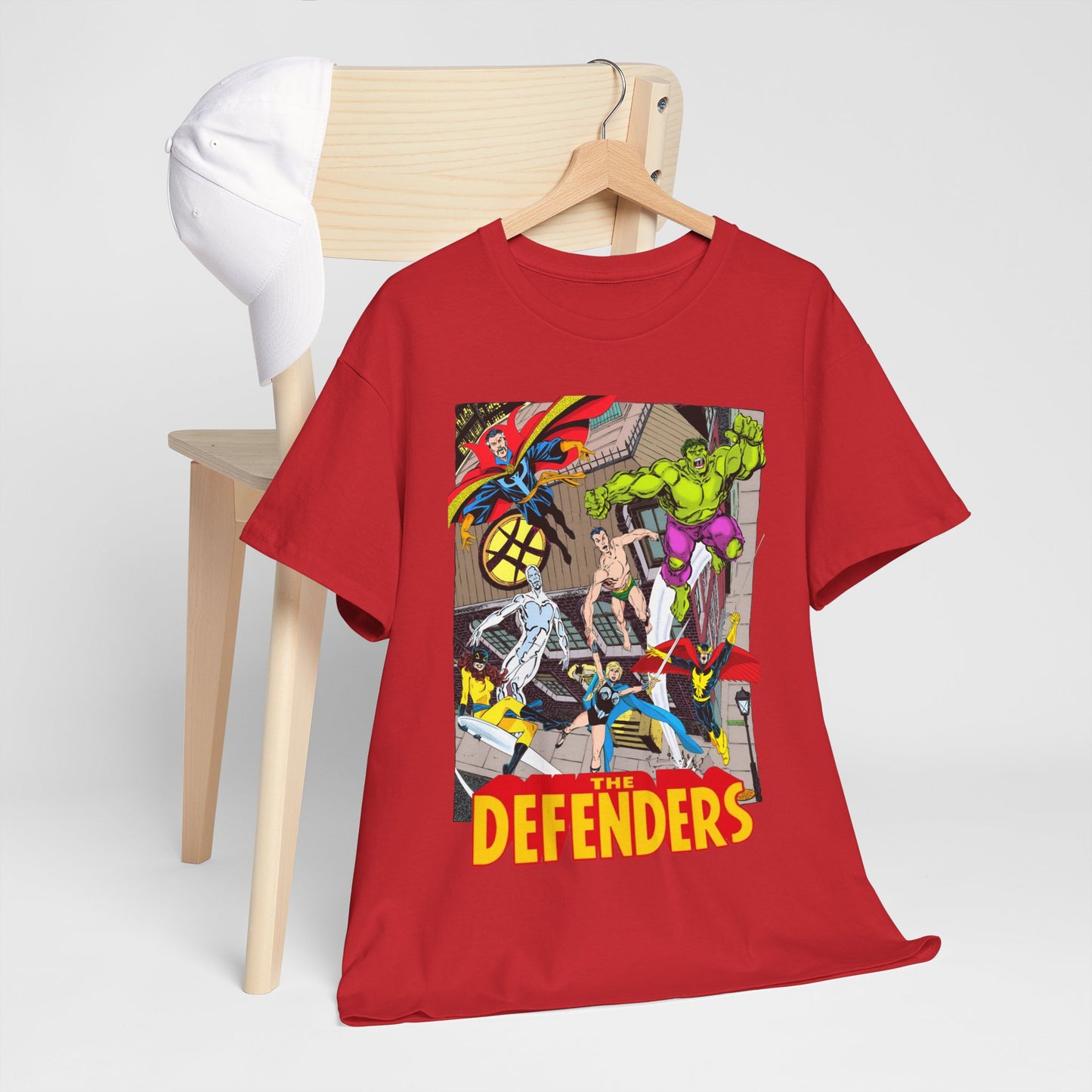 Defenders T-Shirt - John Byrne Art - Marvel Comics - Dr Strange, Nighthawk, Hulk