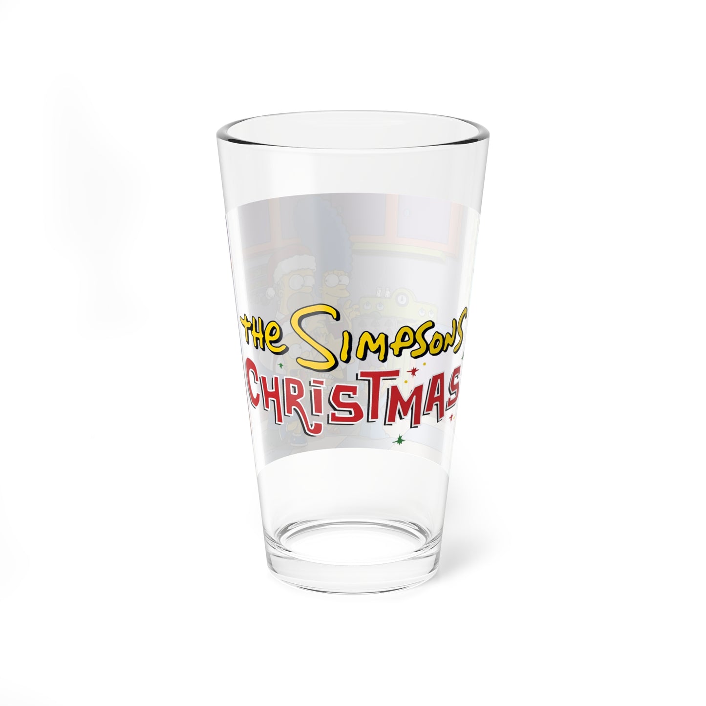 Simpsons Christmas Pint Glass, 16oz - Homer, Marge, Bart, Lisa & Maggie