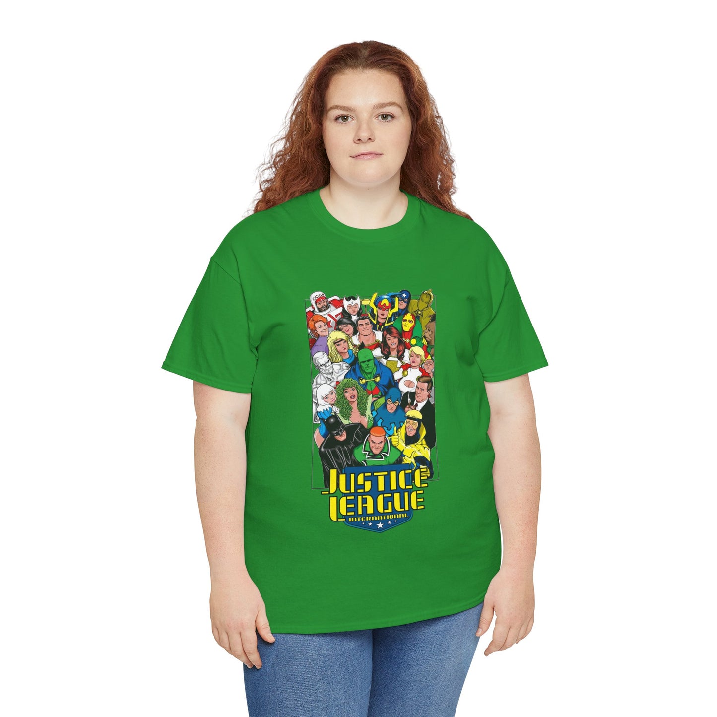 Justice League International T-Shirt - DC Comics - JLI - Kevin Maguire Art - Blue Beetle, Booster Gold, Martian Manhunter, Captain Atom