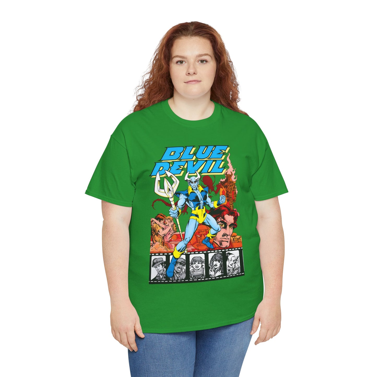 Blue Devil T-Shirt - Dan Mishkin, Gary Cohn, & Paris Cullins - Dan Cassidy, Hollywood Stuntman - 1980s DC Comics Series