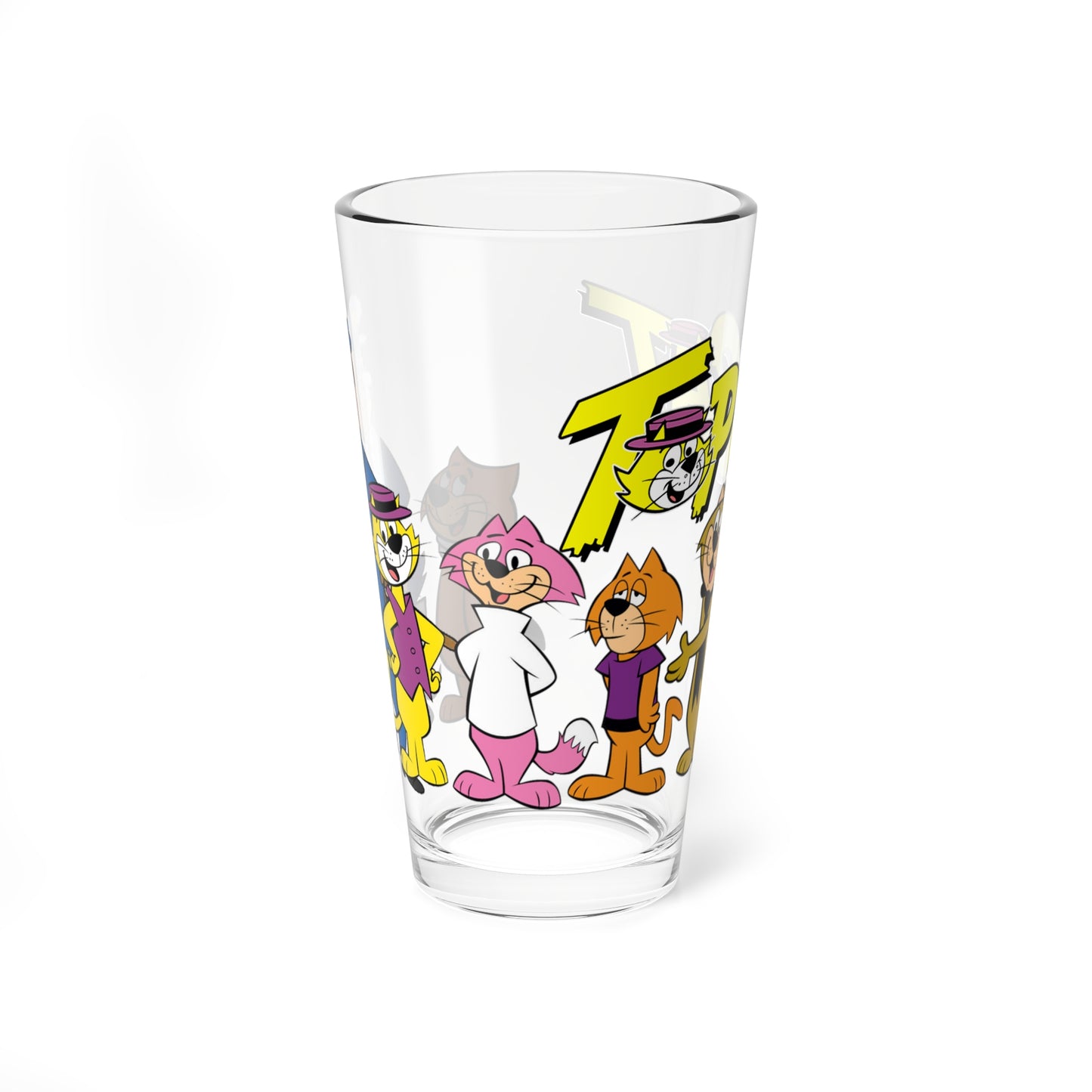 Top Cat Pint Glass, 16oz - Popular Hanna-Barbera Saturday Morning Cartoon - 1960s - Hoagy's Alley- Benny the Ball, Brain, Choo-Choo, Fancy-Fancy, Spook