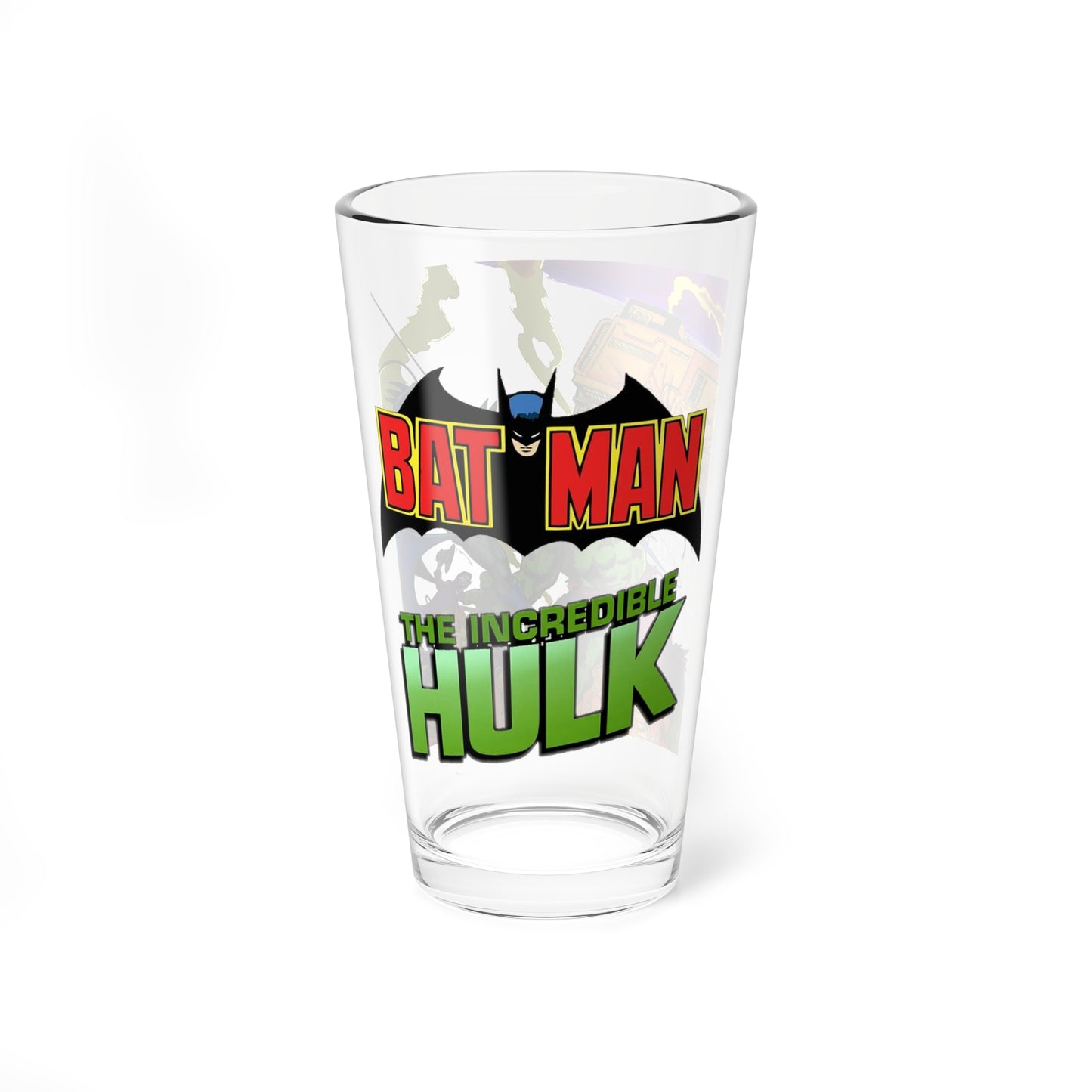 Batman Vs Hulk Pint Glass, 16oz - Marvel Comics & DC Comics 1970s Crossover - Joker