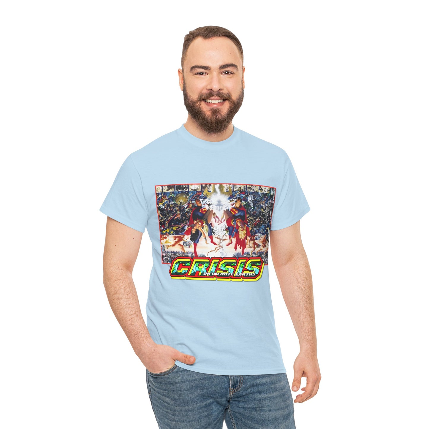 Crisis on Infinite Earths T-Shirt - Alex Ross & George Perez Art - Superman, Wonder Woman, Supergirl, Flash, Monitor, Anti-Monitor - DC Comics