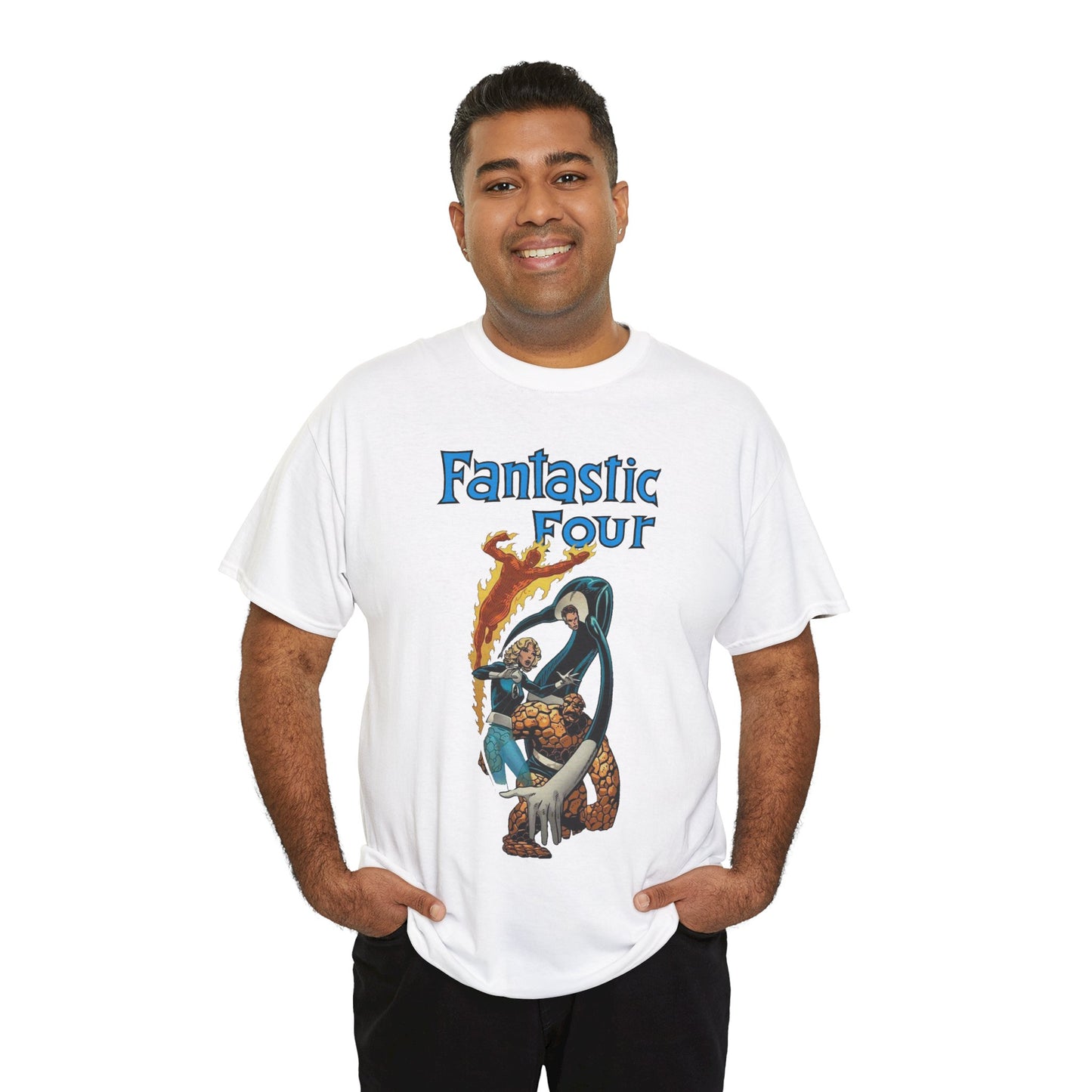 Fantastic Four T-Shirt - John Byrne Art - Invisible Woman, Reed Richards, The Thing, Human Torch - Marvel Comics