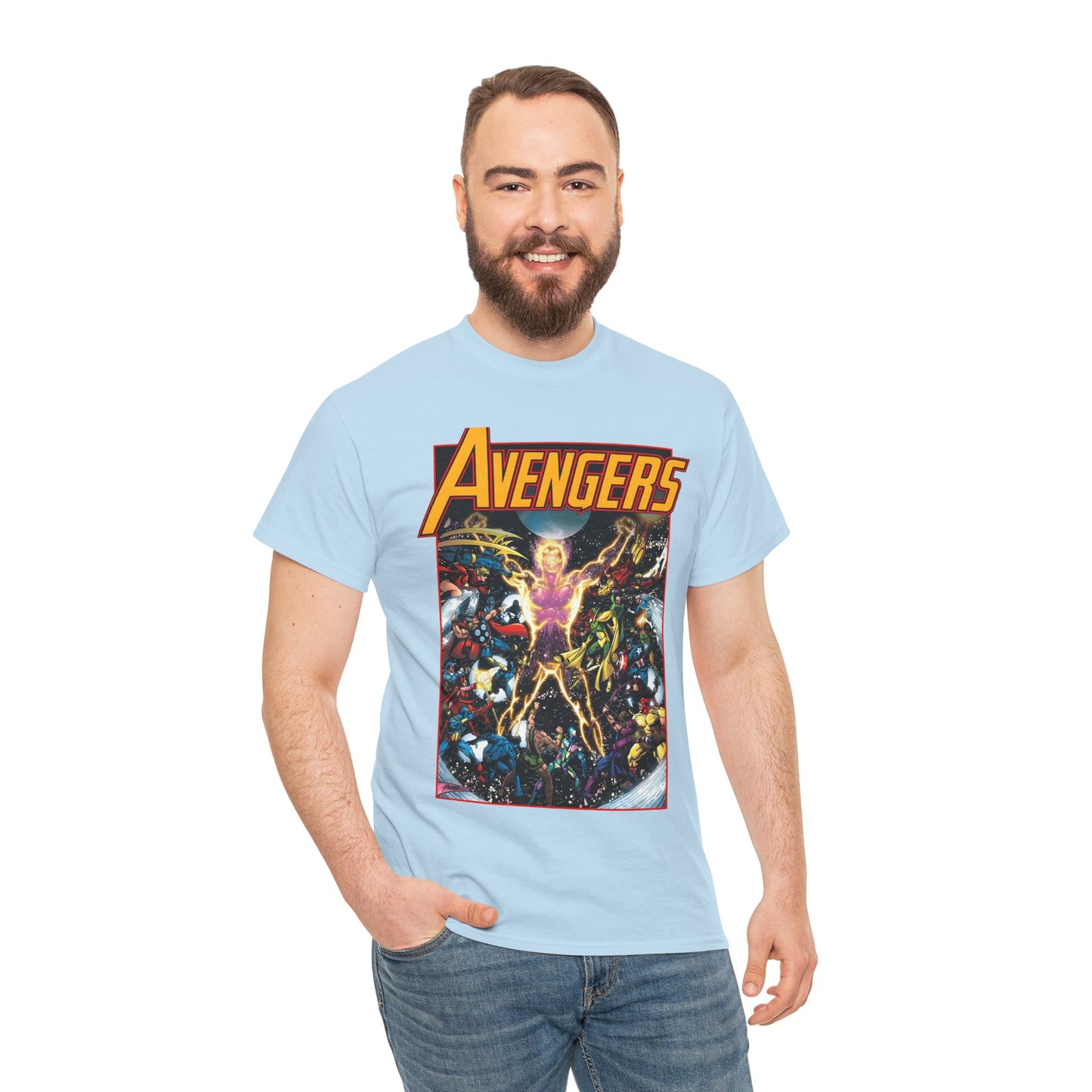 Avengers T-Shirt - George Perez Art - Korvac Saga - Guardians of the Galaxy - Thor, Captain America, Iron Man, Scarlet Witch, Vision, Wonder Man, Hawkeye - Marvel Comics