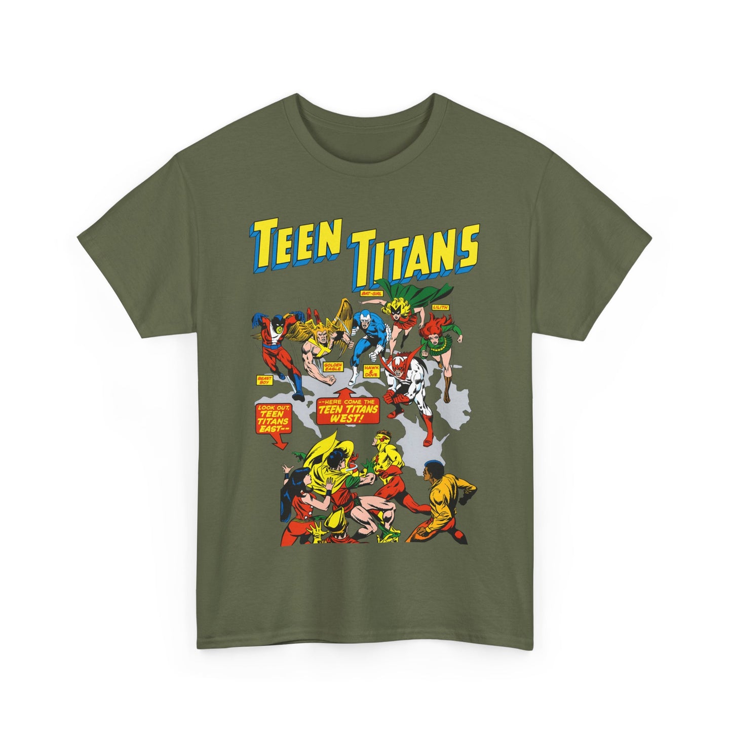 Teen Titans T-Shirt - Rick Buckler Art - Titans West, Lilith, Hawk & Dove, Beast Boy, Golden Eagle - DC Comics