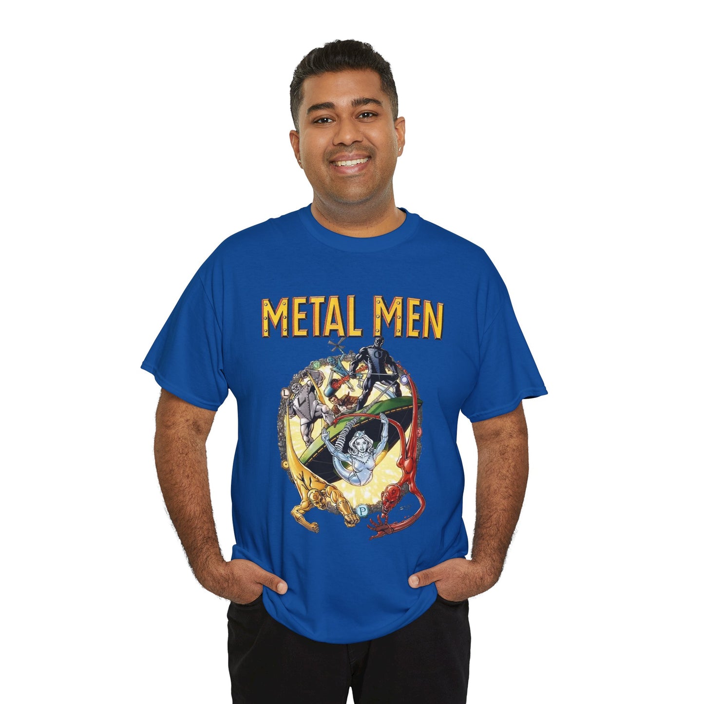 Metal Men T-Shirt - George Perez Art - DC Comics - Classic Silver Age Team - Mercury, Iron, Tin, Gold