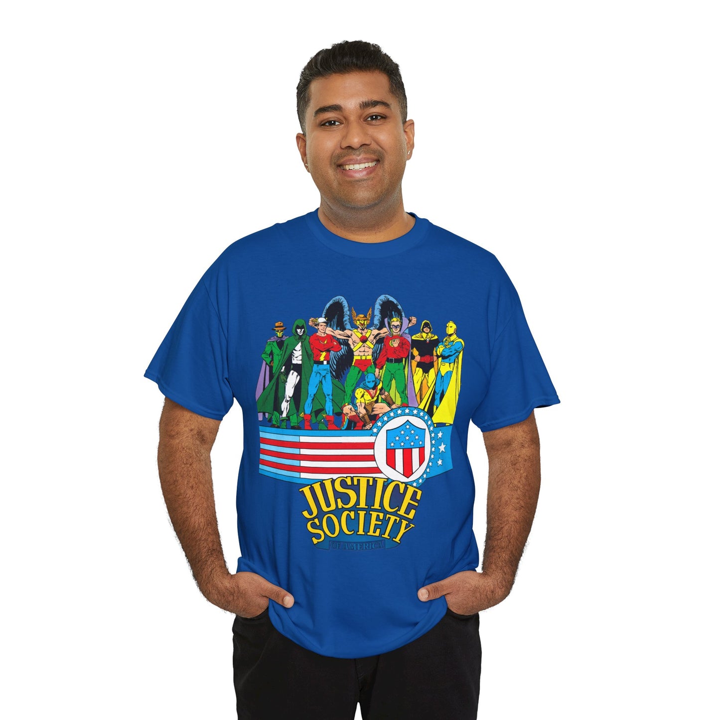 Justice Society of America T-Shirt - Amazing George Perez Art - History of the DC Universe - DC Comics - Dr Fate, Sandman, Flash, Hourman, Spectre, Hawkman
