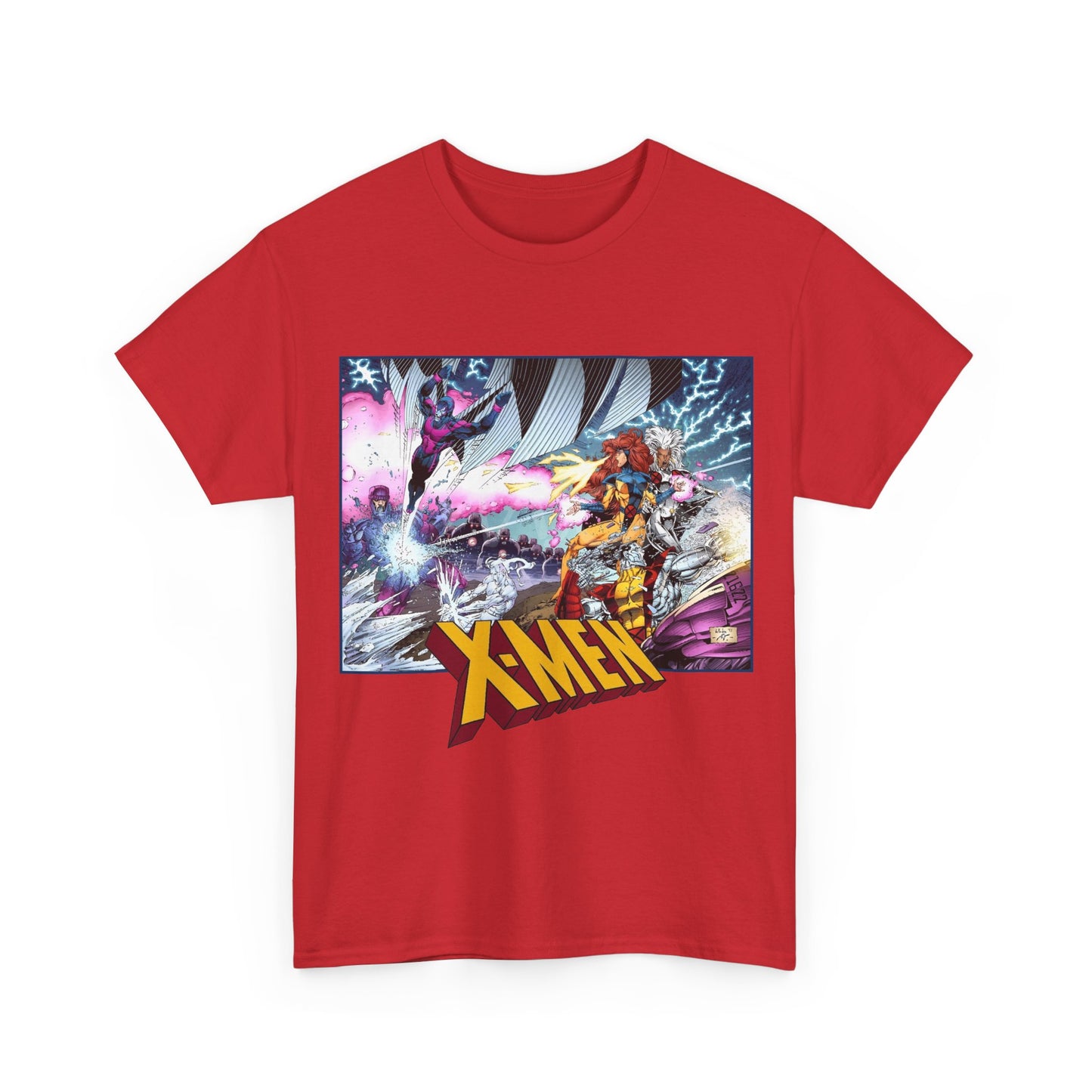 X-Men T-Shirt - Whilce Portacio Art - Storm, Jean Grey, Archangel, Iceman - Fighting Sentinels - Marvel Comics