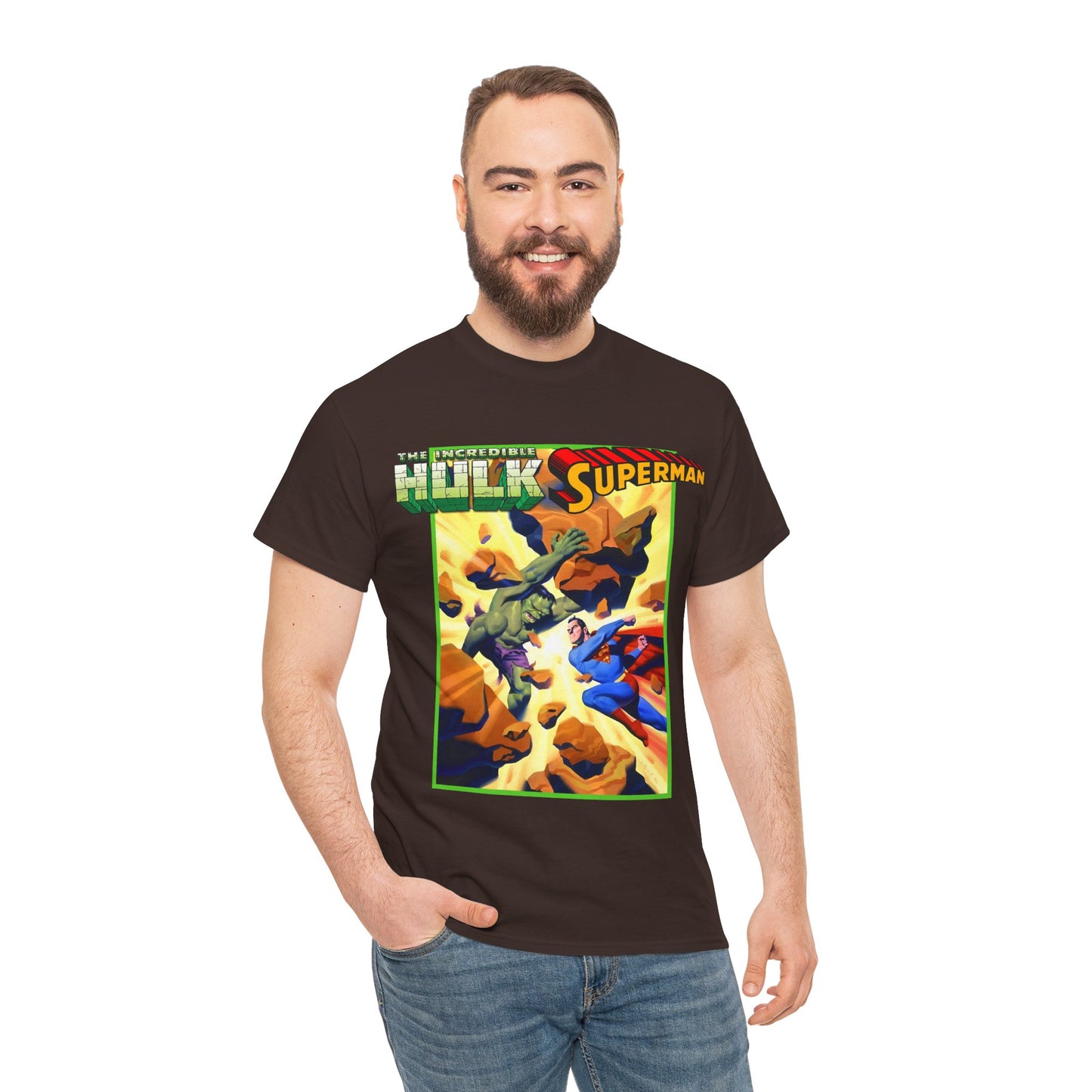 Incredible Hulk Vs Superman T-Shirt - Amazing Steve Rude Art - DC Comics & Marvel 90s Crossover - Bruce Banner, Clark Kent