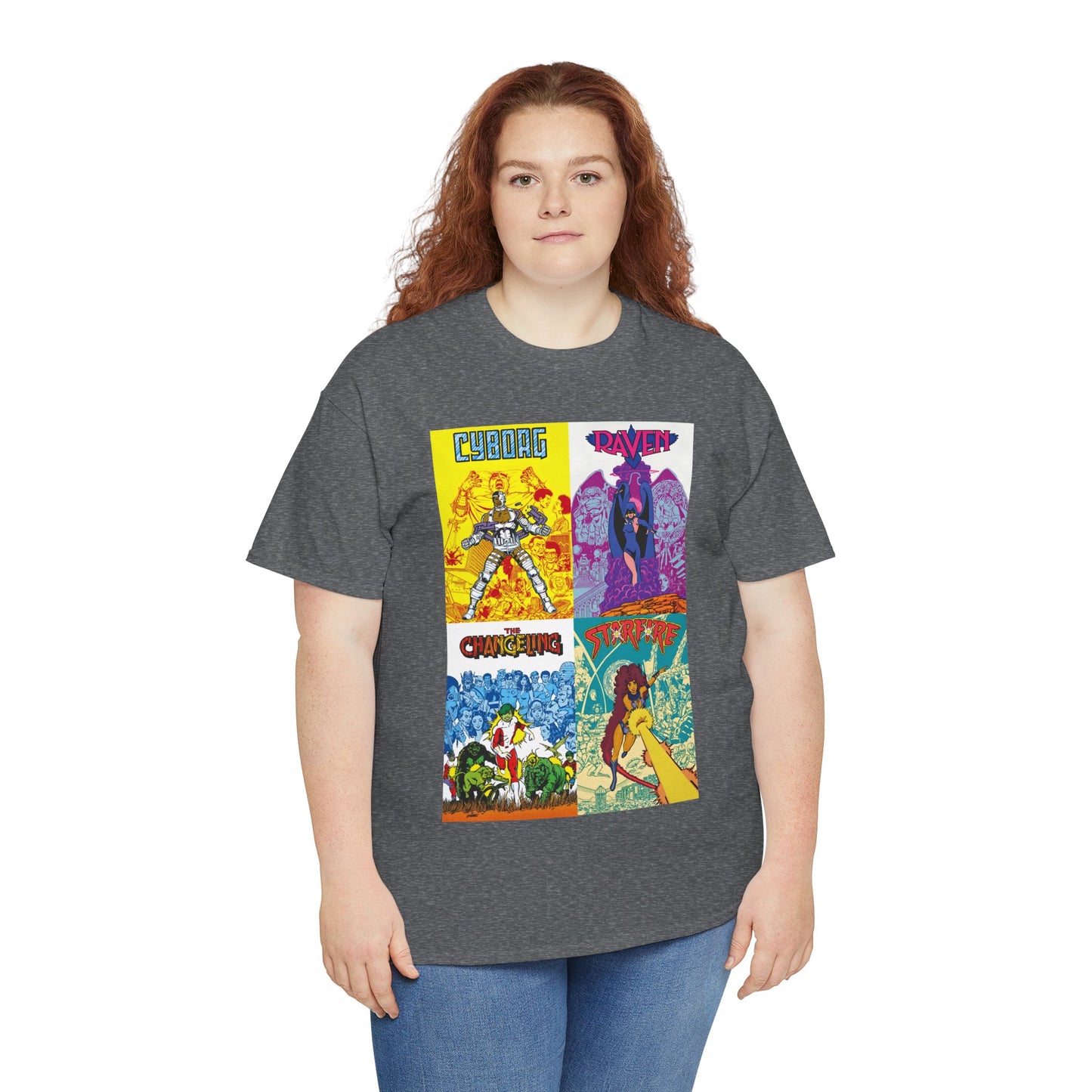 Tales of the New Teen Titans T-Shirt - George Perez Art - Cyborg, Raven, Changeling, Starfire - 1980s Mini-Series Showcasing Their Origins - DC Comics