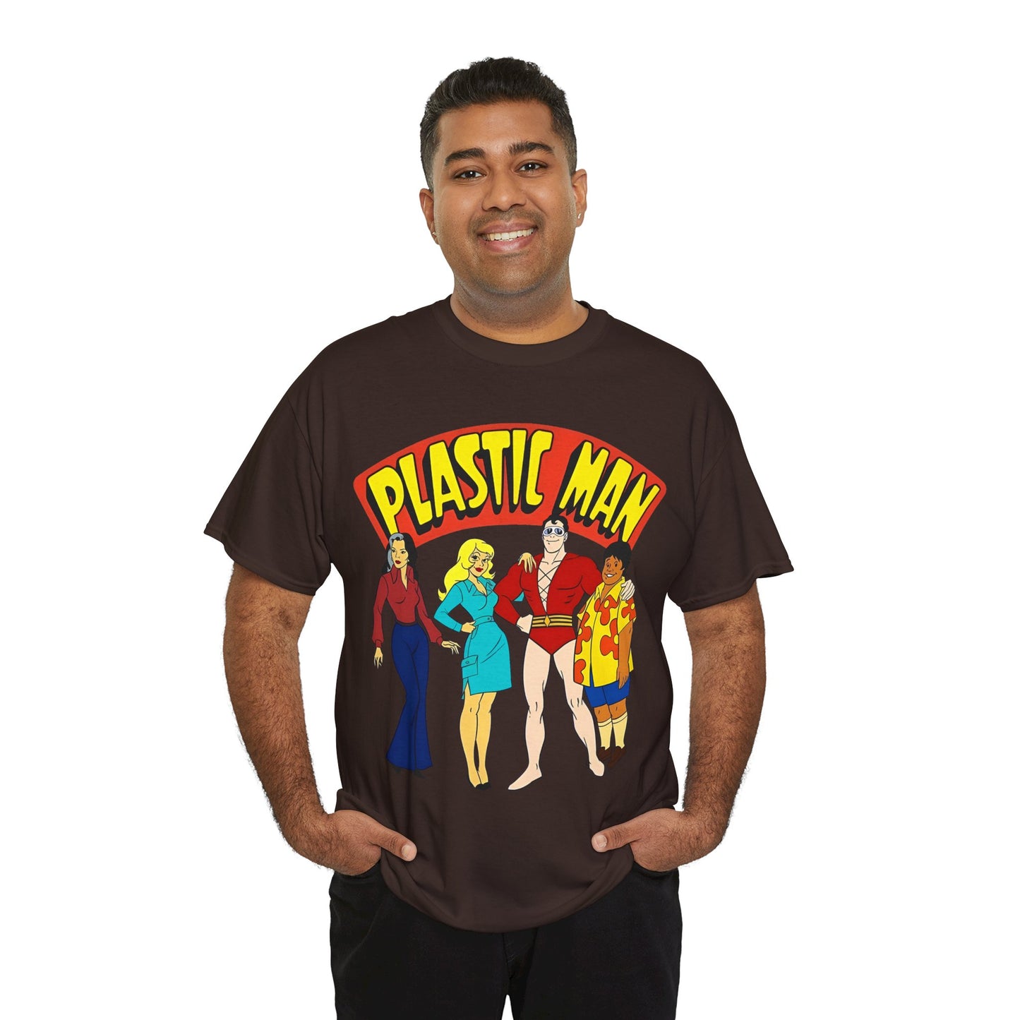Plastic Man T-Shirt - Penny, Hula-Hula - Ruby-Spears Saturday Morning Cartoon 1980s - DC Comics Character