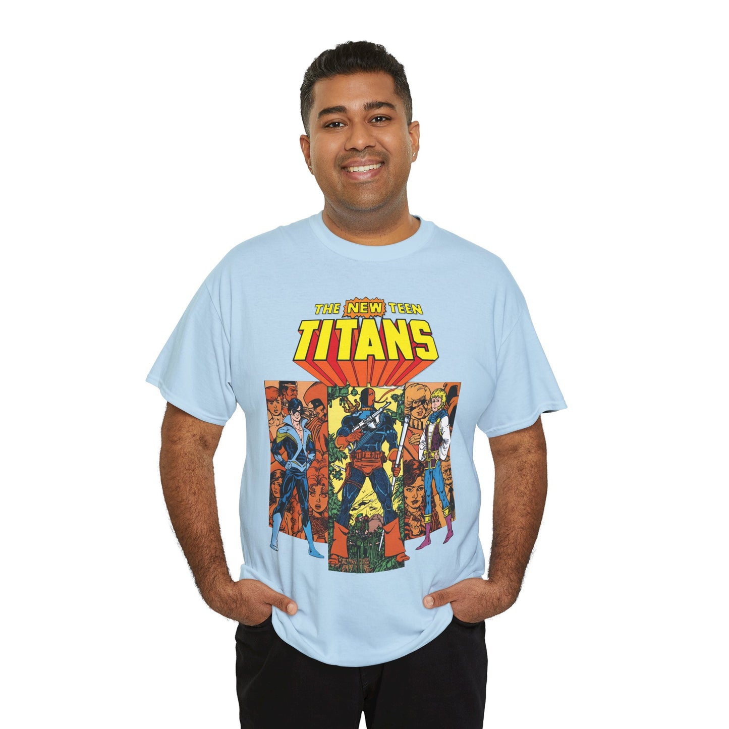 New Teen Titans T-Shirt - George Perez Art - Judas Contract - Nightwing, Jericho, Deathstroke, Changeling. Starfire - DC Comics