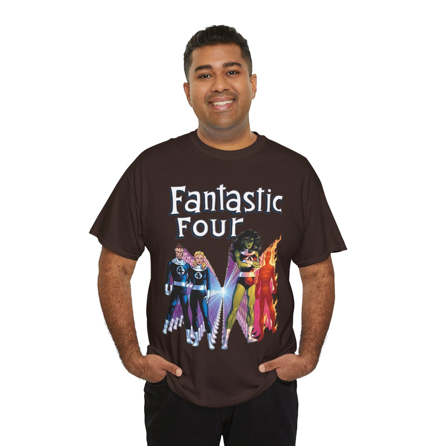 Fantastic Four T-Shirt - John Byrne Art - She-Hulk, Reed Richards, Human Torch, Invisible Woman - Marvel Comics