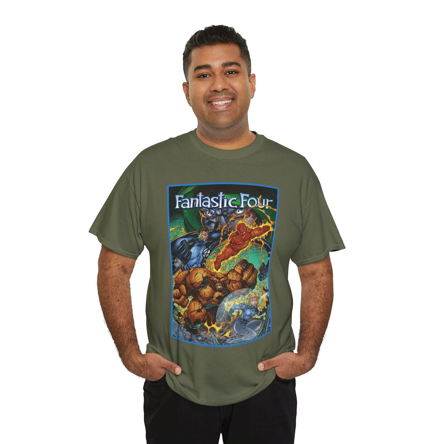 Fantastic Four T-Shirt - Jim Lee Art - The Thing, Human Torch, Reed Richards, Invisible Woman - Marvel Comics - Heroes Reborn