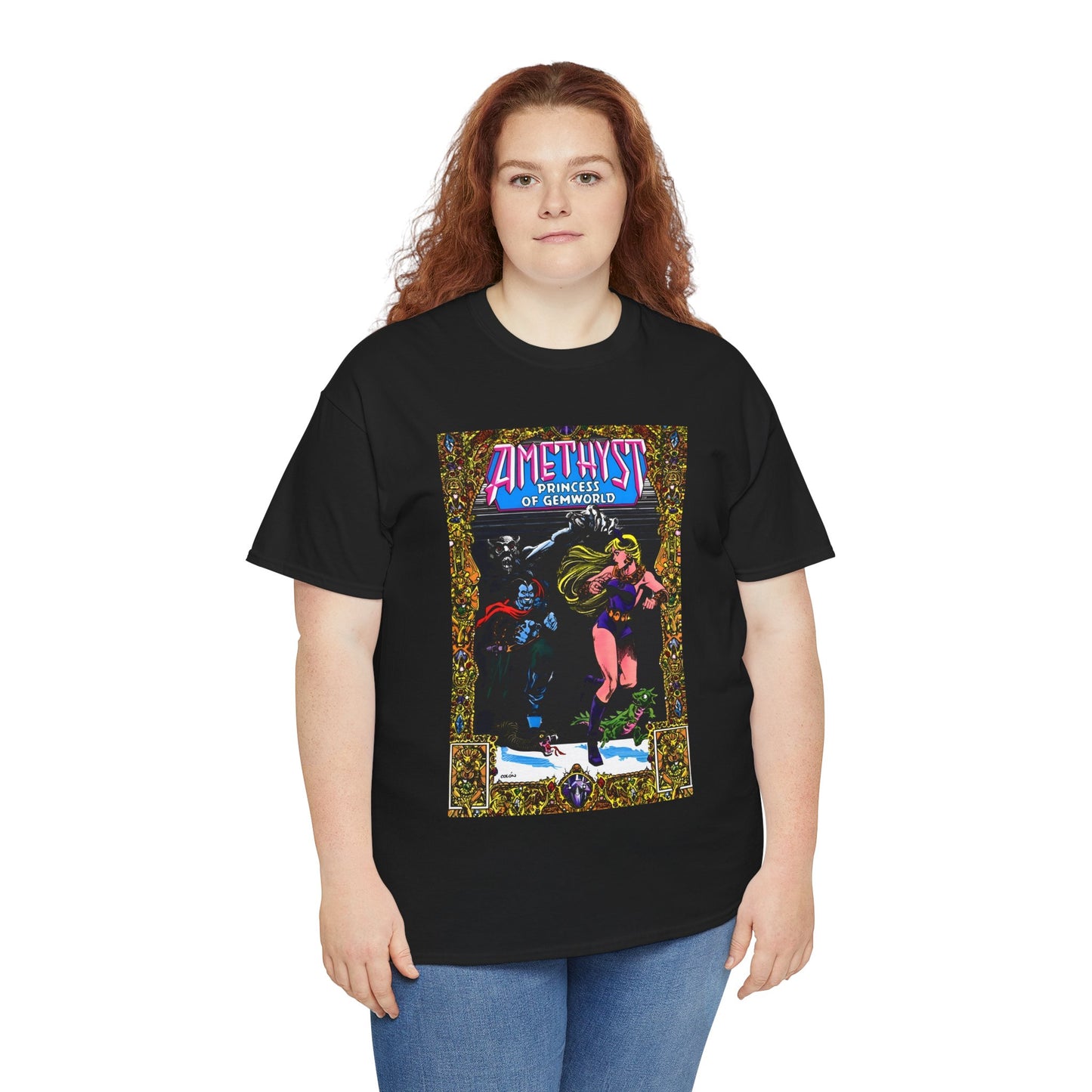 Amethyst Princess of Gemworld T-Shirt - Ernie Colon Art - Bejeweled Cover - Dark Opal - DC Comics