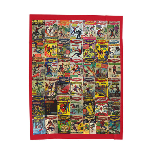 Amazing Spider-Man Velveteen Plush Blanket 60x80" - Steve Ditko Art - Classic Silver Age Covers - Peter Parker - Marvel Comics
